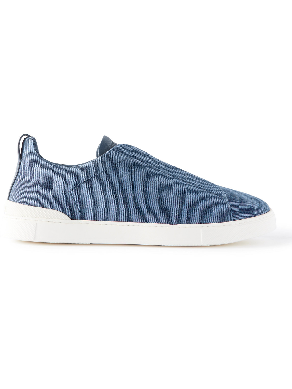 Zegna Suede Triple Stitch Sneakers In Blue