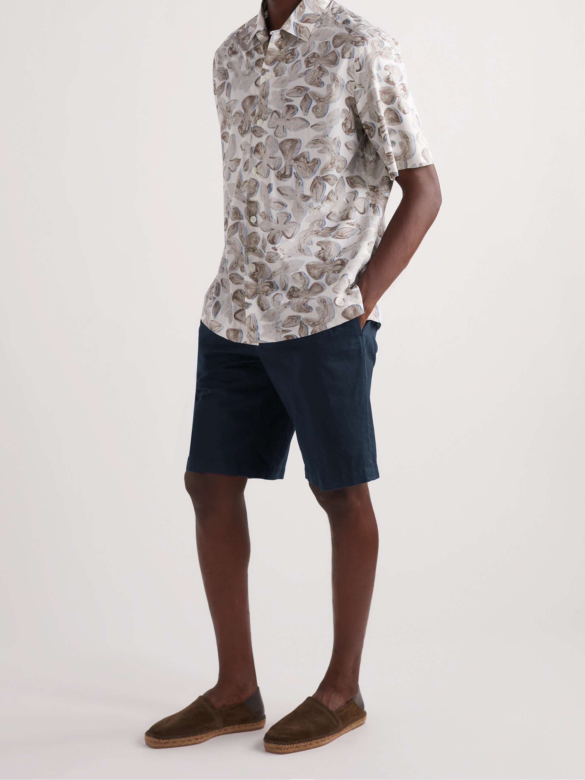 ZEGNA Straight-Leg Pleated Cotton and Linen-Blend Twill Shorts
