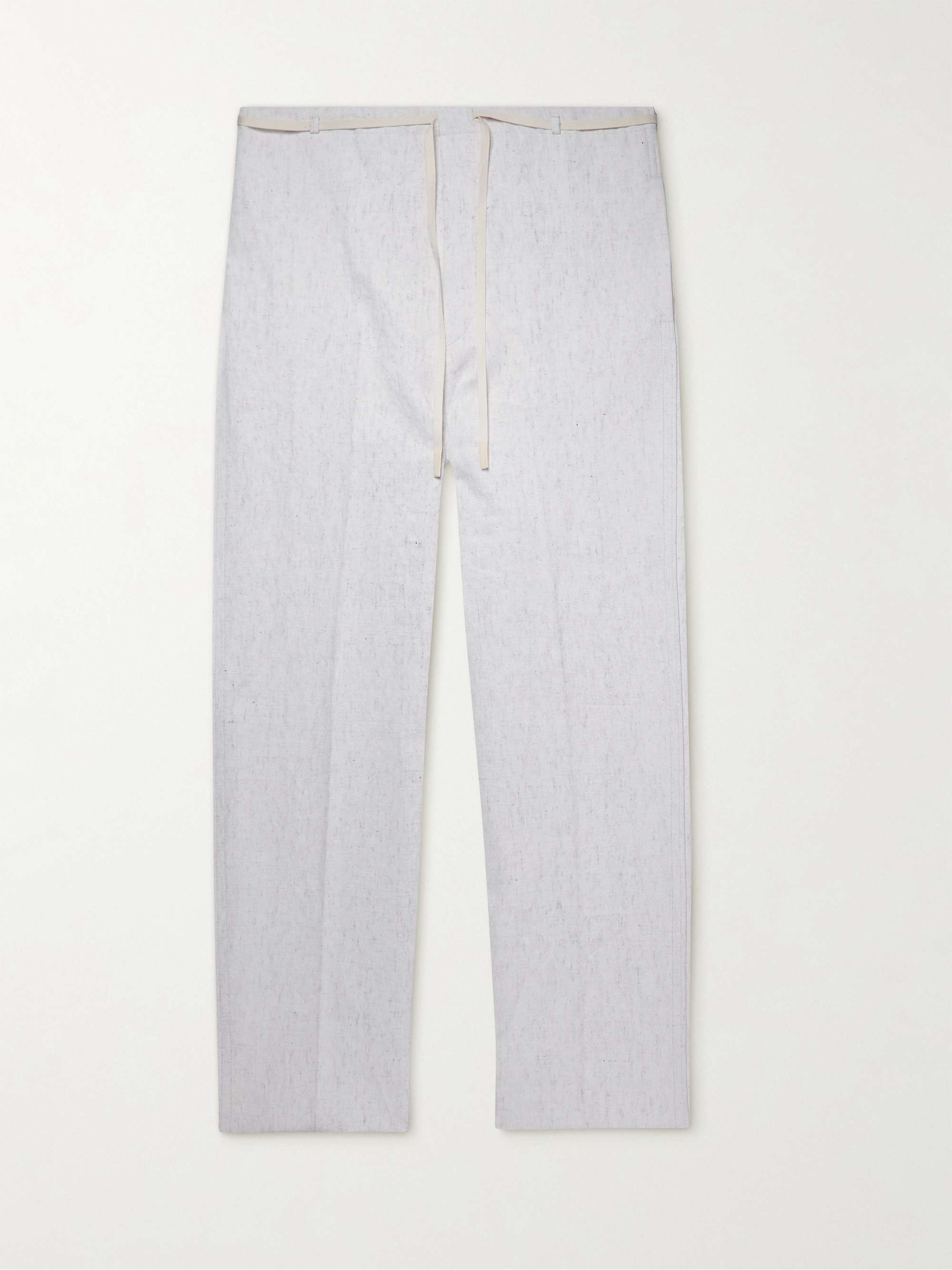 NA-KD x Chloe Schuterman linen drawstring trousers in white | ASOS