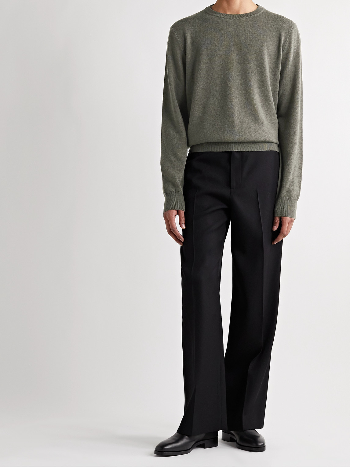 The Row Benji Cashmere Sweater In Green