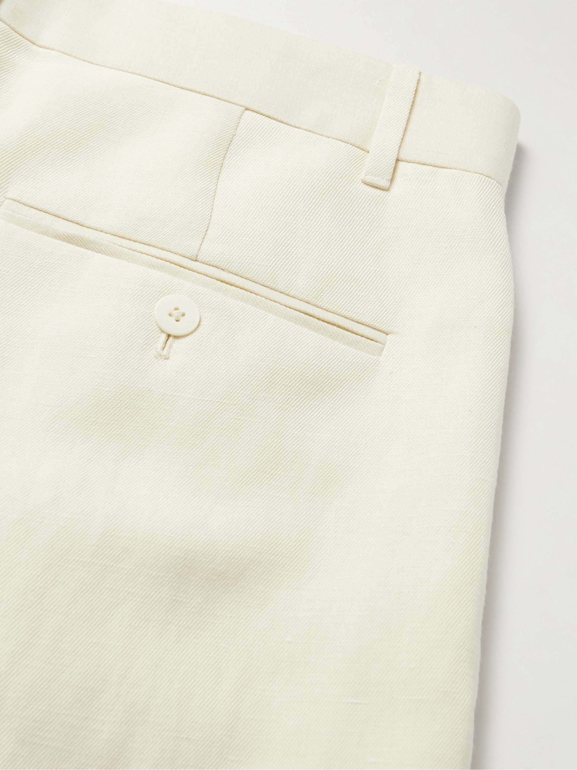 THE ROW Carl Wide-Leg Pleated Cashmere and Linen-Blend Twill Trousers
