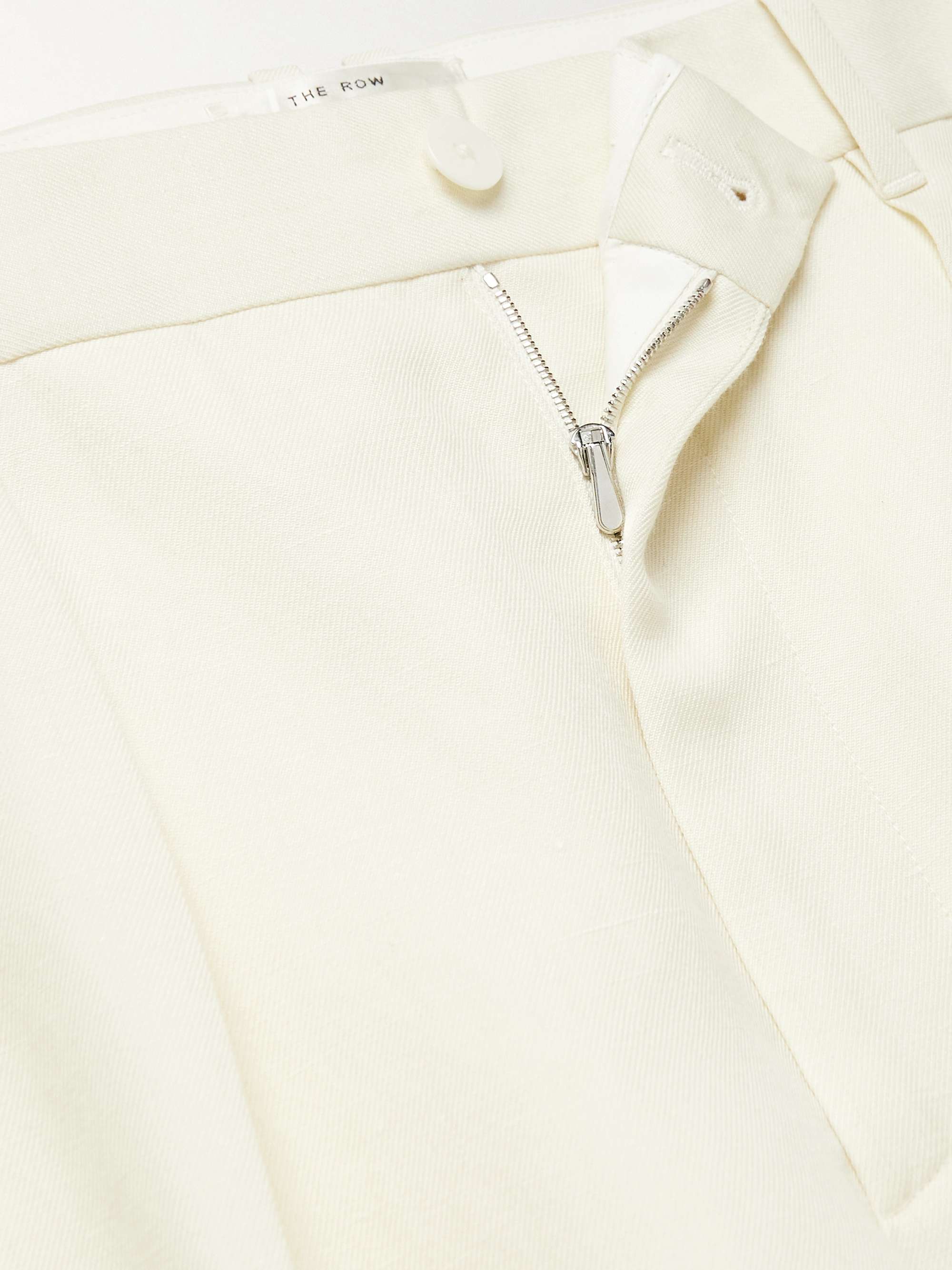 THE ROW Carl Wide-Leg Pleated Cashmere and Linen-Blend Twill Trousers