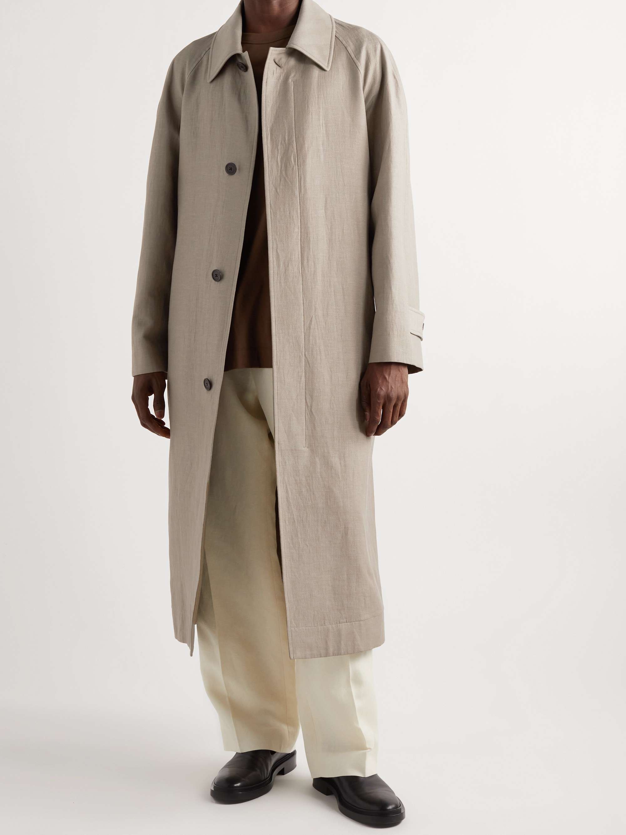 THE ROW Edward Belted Alpaca and Linen-Blend Trench Coat