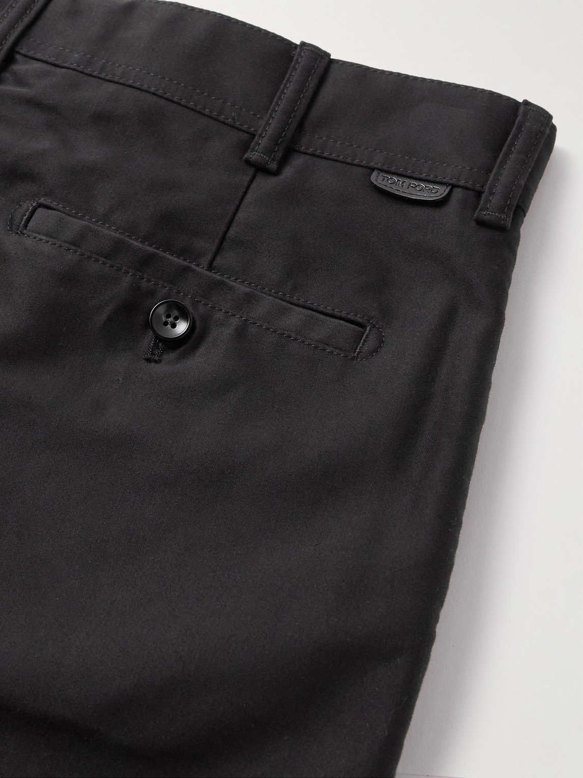 Shop Tom Ford Straight-leg Cotton Chinos In Black