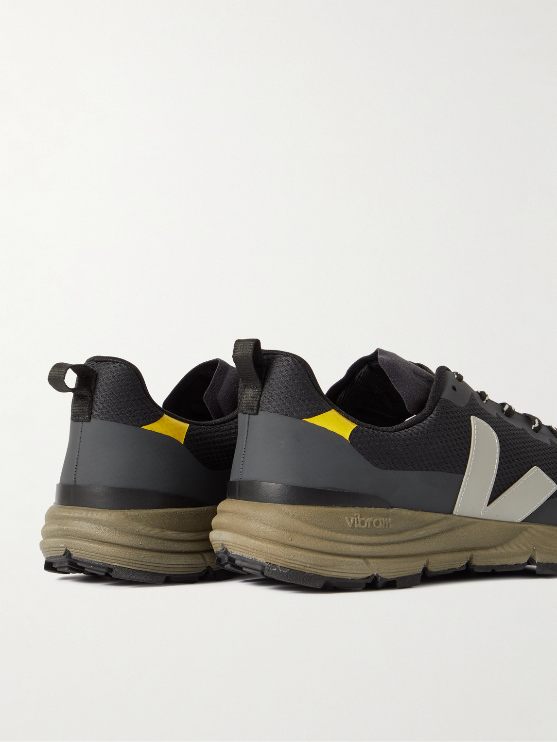 Shop Veja Dekkan Rubber-trimmed Alveomesh Sneakers In Black