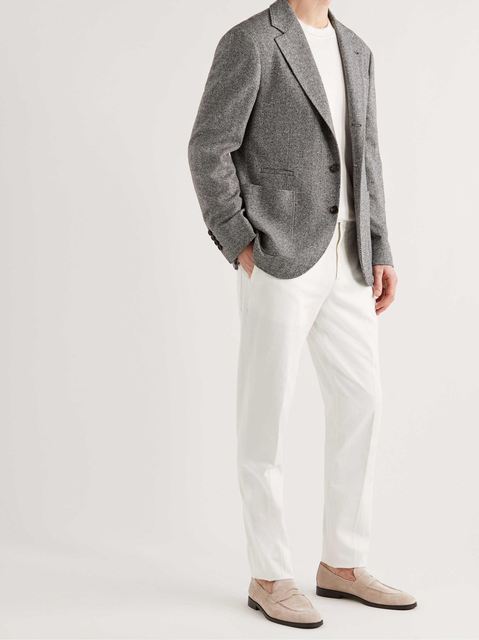 BRUNELLO CUCINELLI Flex Leather-Trimmed Suede Penny Loafers