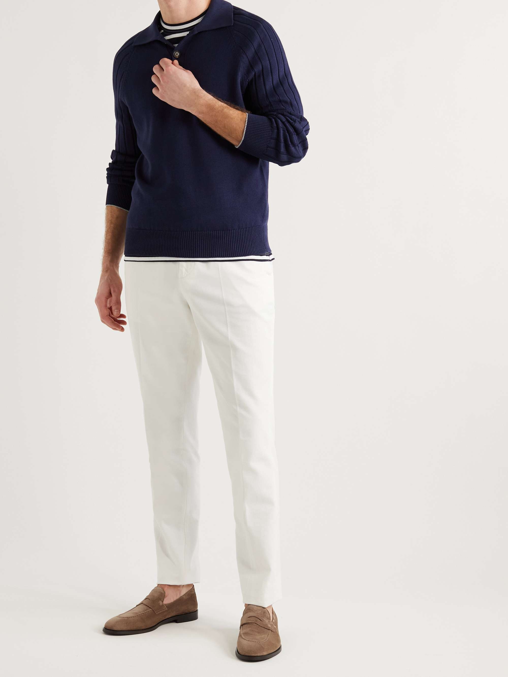 BRUNELLO CUCINELLI Flex Leather-Trimmed Suede Penny Loafers
