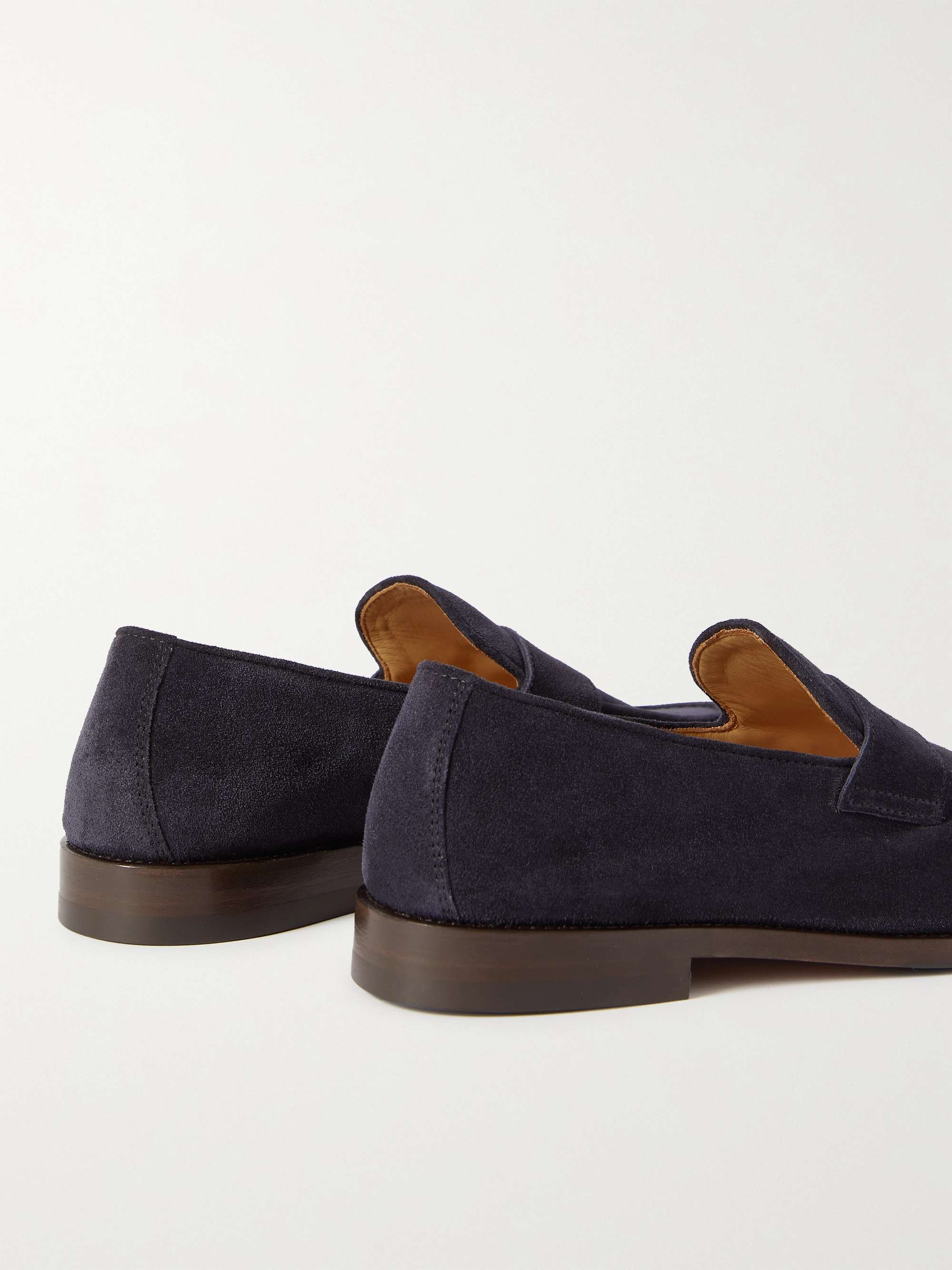 BRUNELLO CUCINELLI Flex Leather-Trimmed Suede Penny Loafers