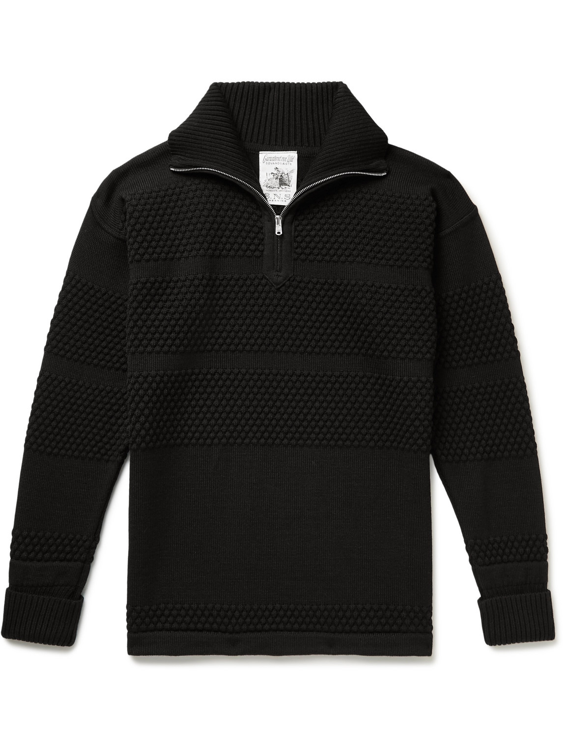 S.n.s Herning Virgin Wool Half-zip Sweater In Black