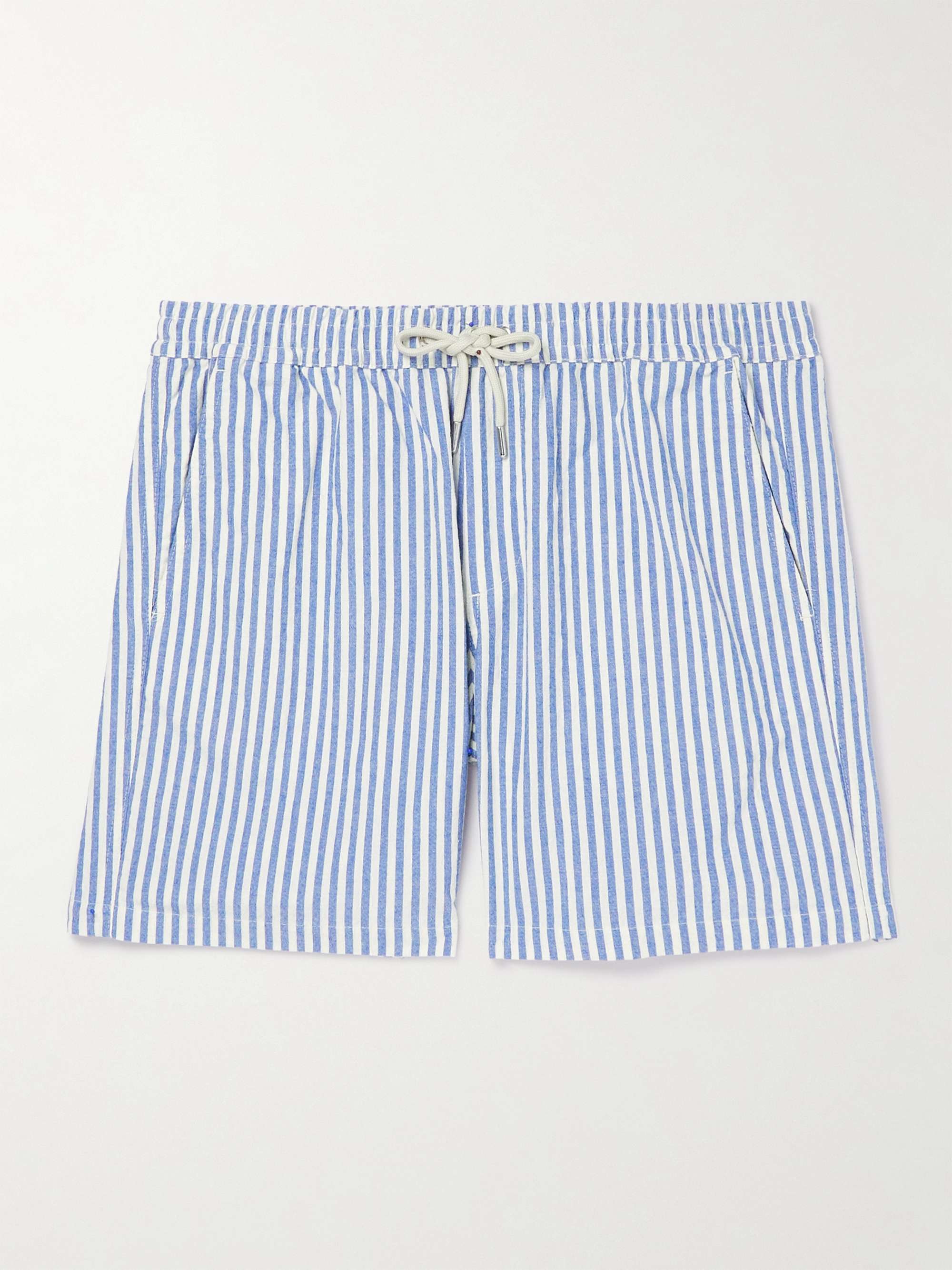 NN07 Gregor Straight-Leg Striped Cotton-Blend Seersucker Drawstring Shorts