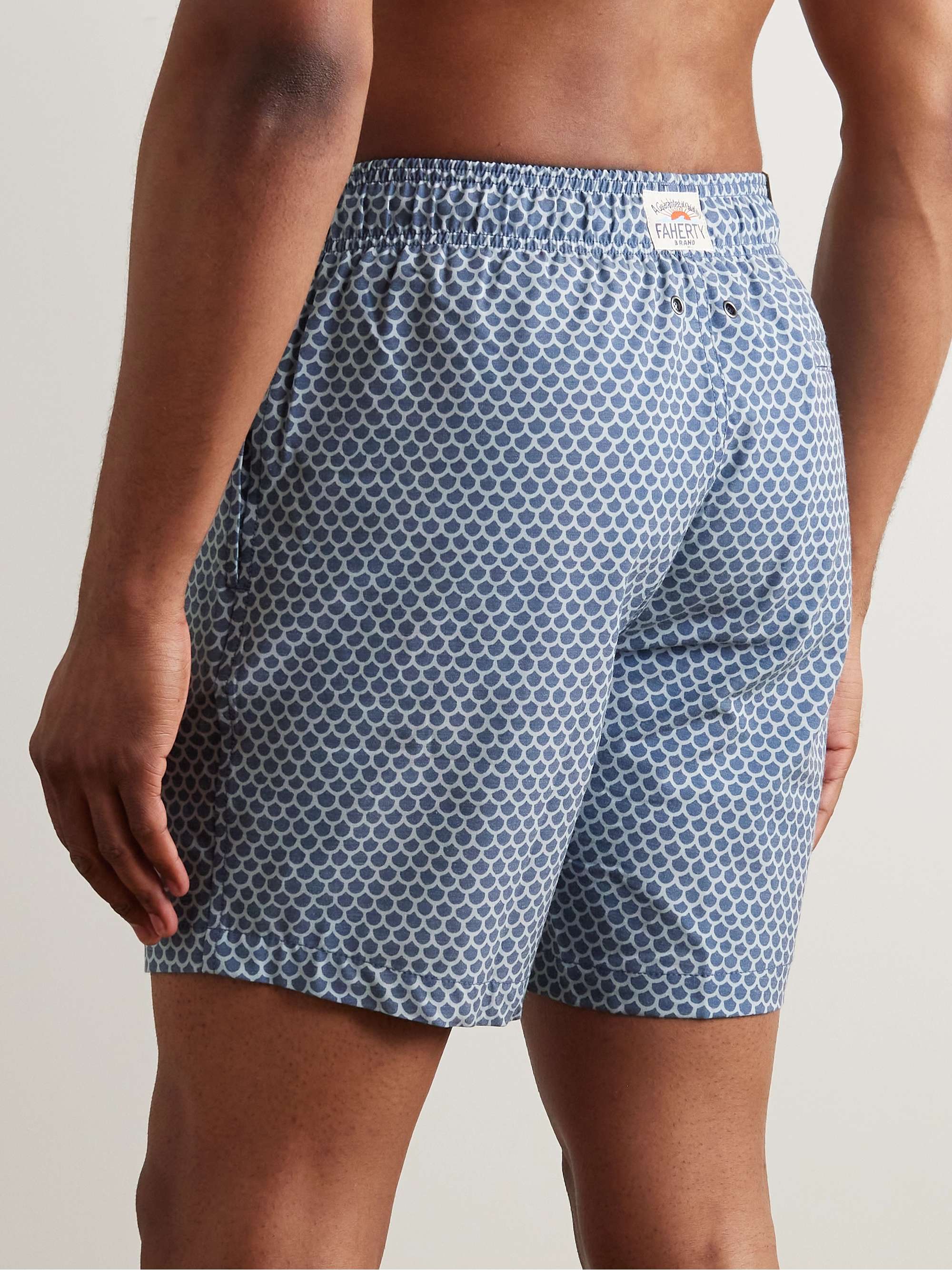 FAHERTY Beacon Slim-Fit Long-Length Printed Recycled Swim Shorts