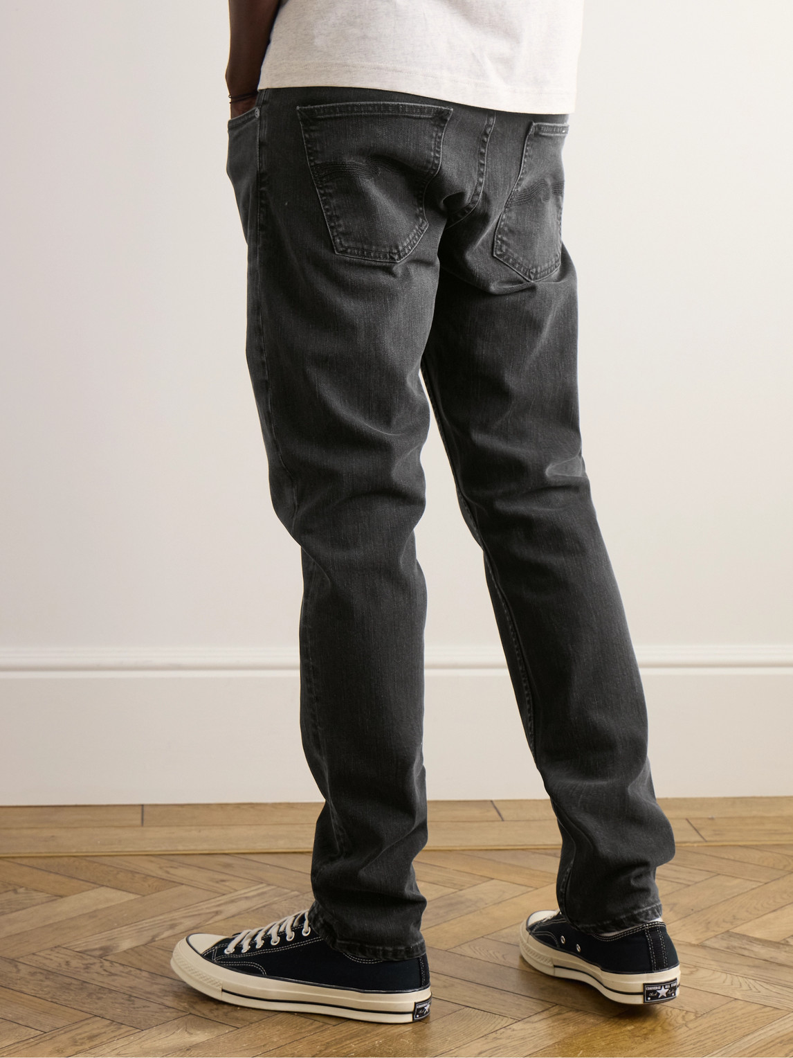 Shop Nudie Jeans Slim-fit Stretch-cotton Jeans In Black