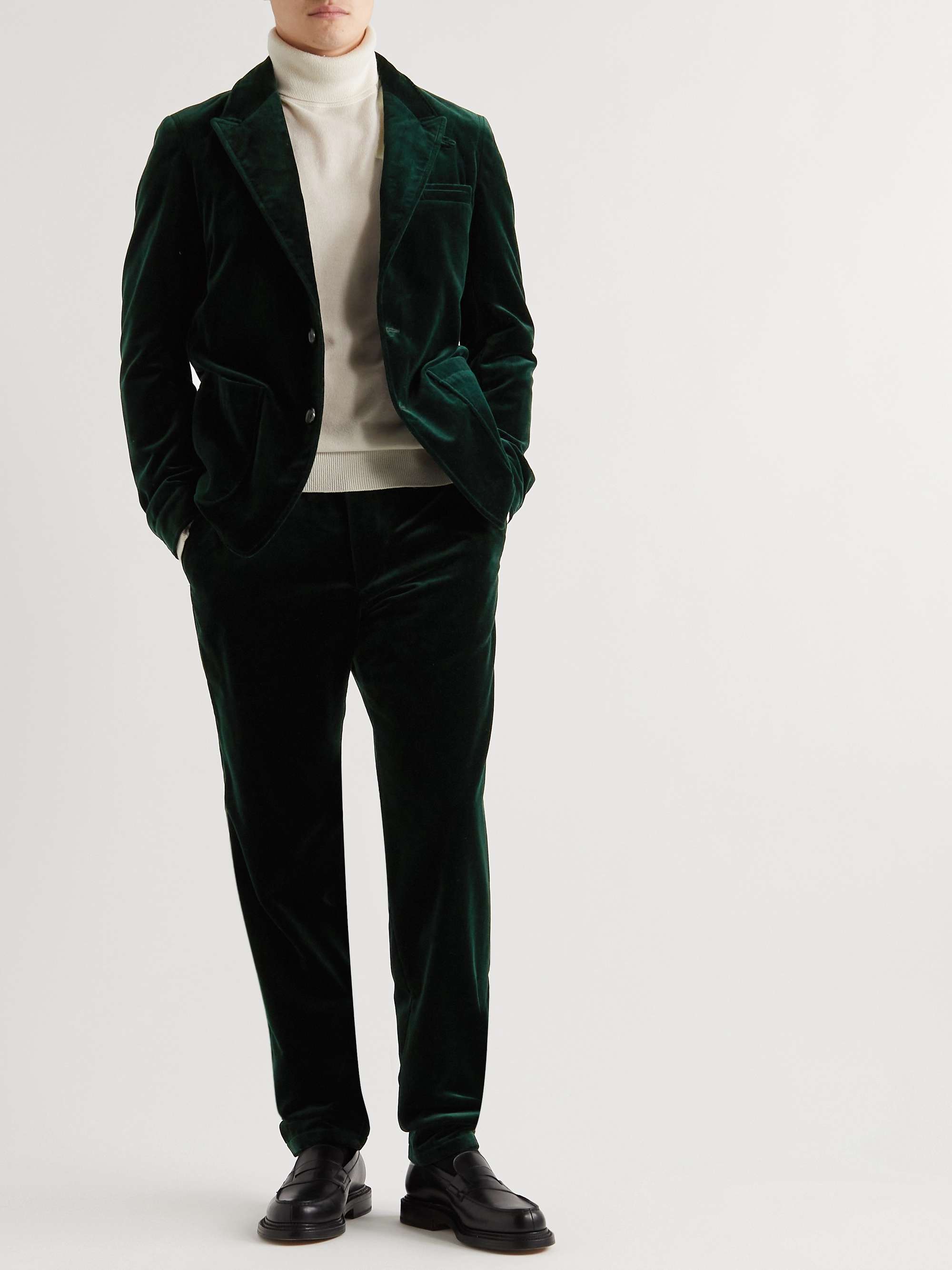 OLIVER SPENCER Fishtail Slim-Fit Cotton-Velvet Suit Trousers