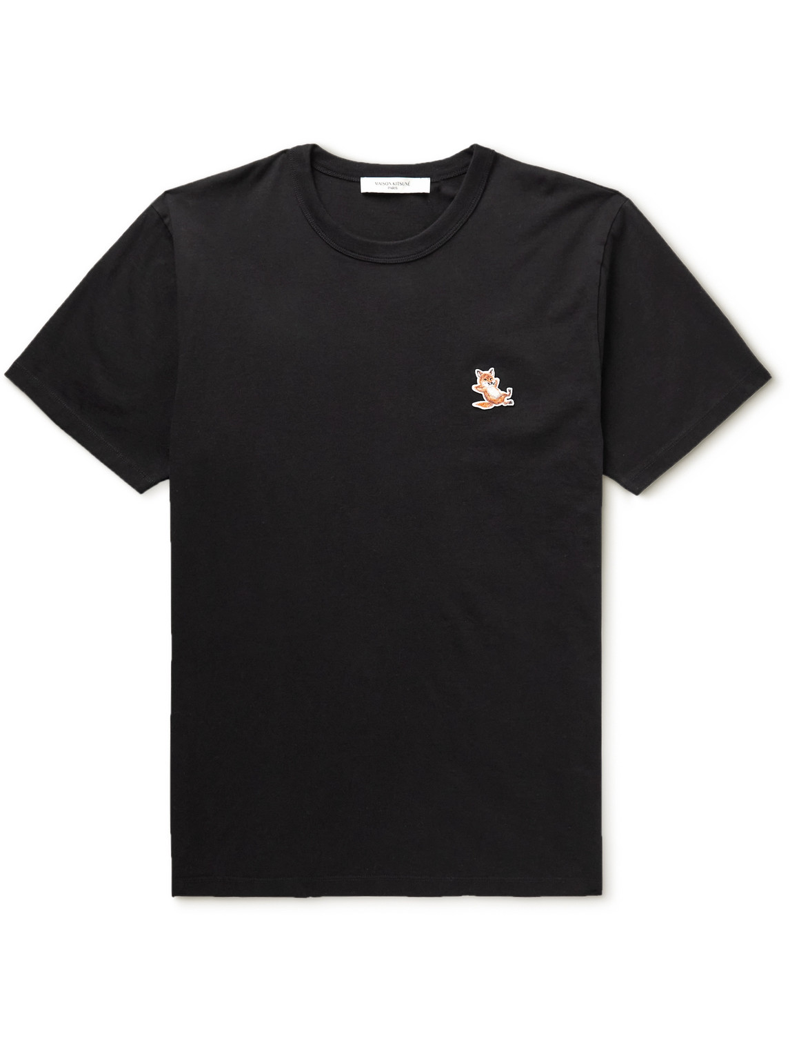 Maison Kitsuné Logo-appliquéd Cotton-jersey T-shirt In Black