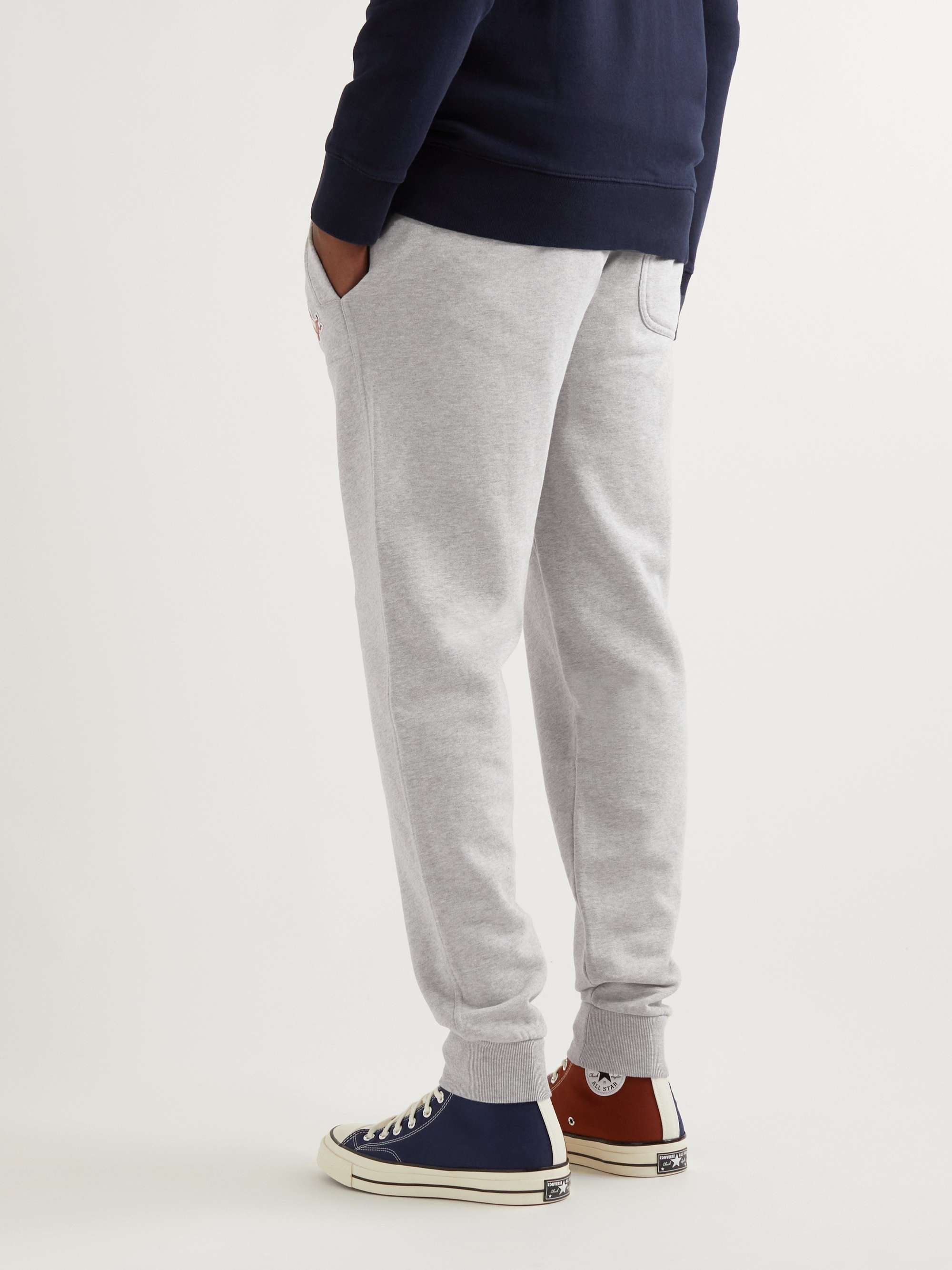 MAISON KITSUNÉ Chillax Fox Tapered Logo-Appliquéd Cotton-Jersey Sweatpants