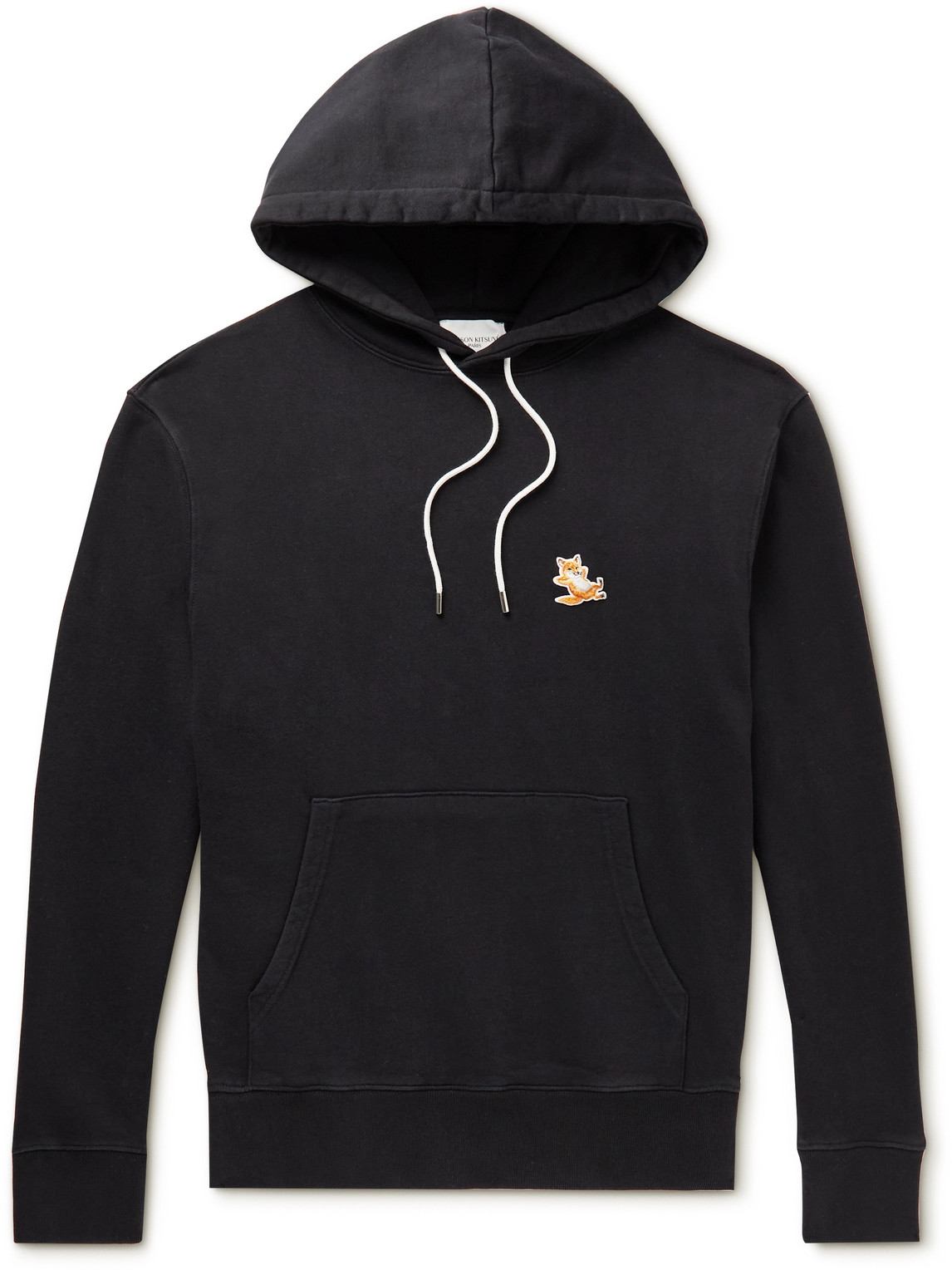 MAISON KITSUNÉ - Chillax Fox Slim-Fit Logo-Appliquéd Cotton-Jersey Hoodie - Men - Black - S