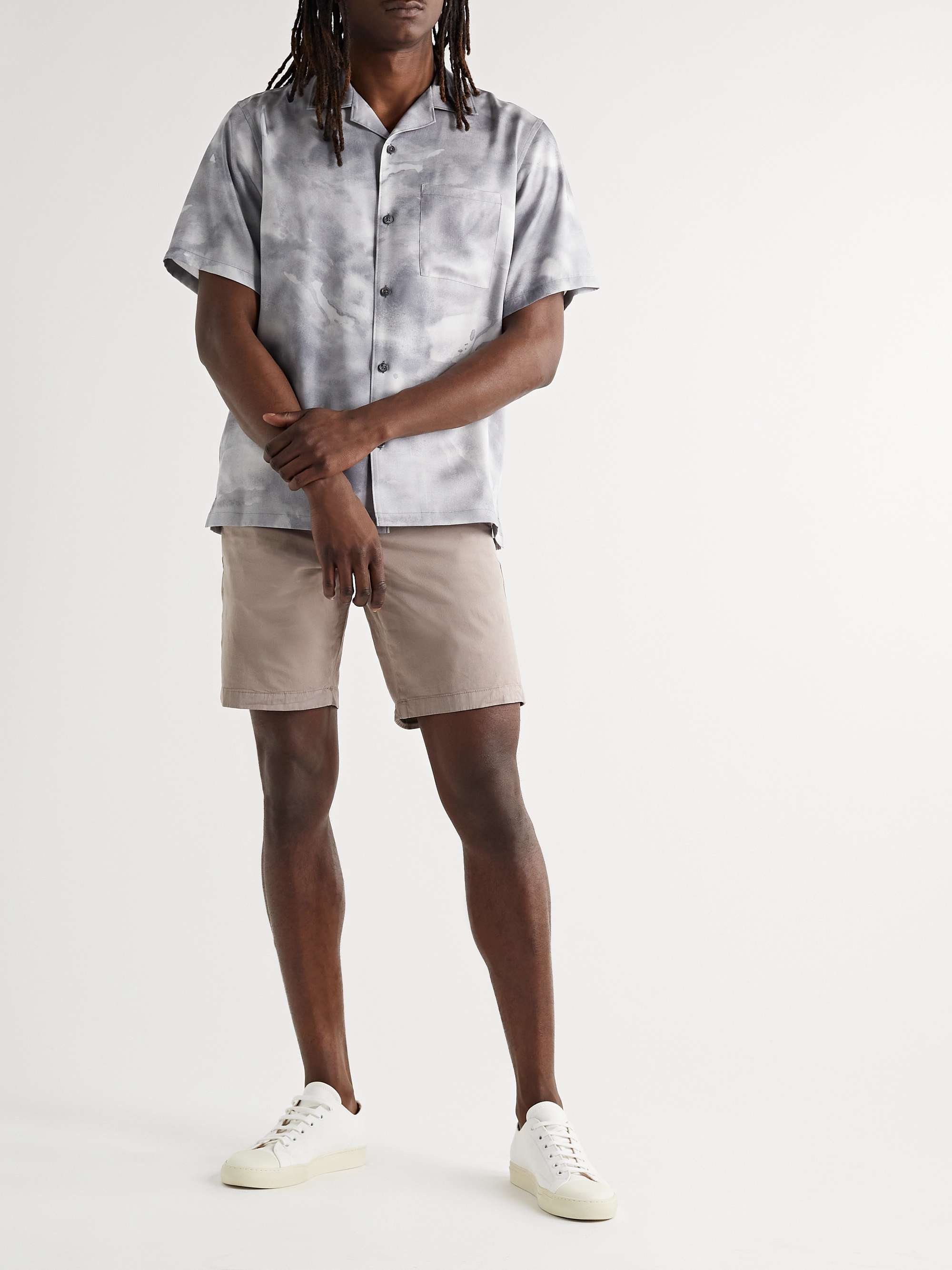 THEORY Zaine Straight-Leg Cotton-Blend Twill Shorts