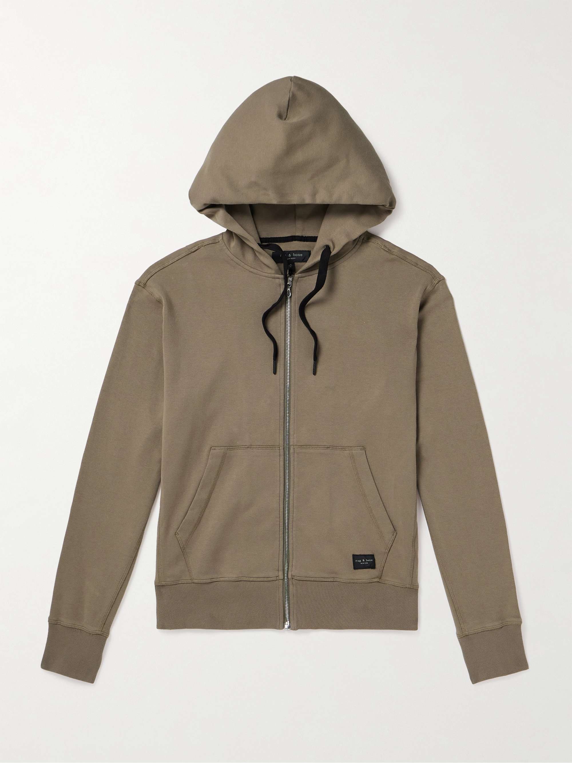 RAG & BONE Future Staples Damon Logo-Appliquéd Organic Cotton-Jersey Zip-Up Hoodie