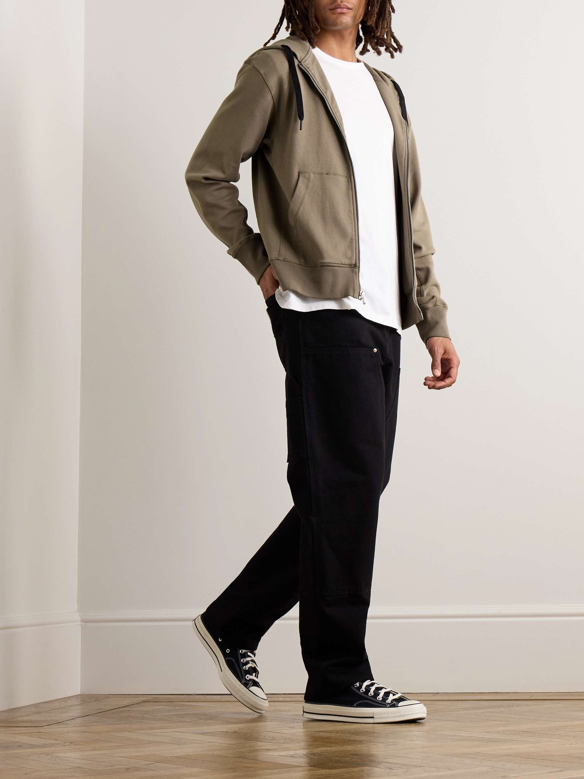 RAG & BONE Future Staples Damon Logo-Appliquéd Organic Cotton-Jersey Zip-Up Hoodie