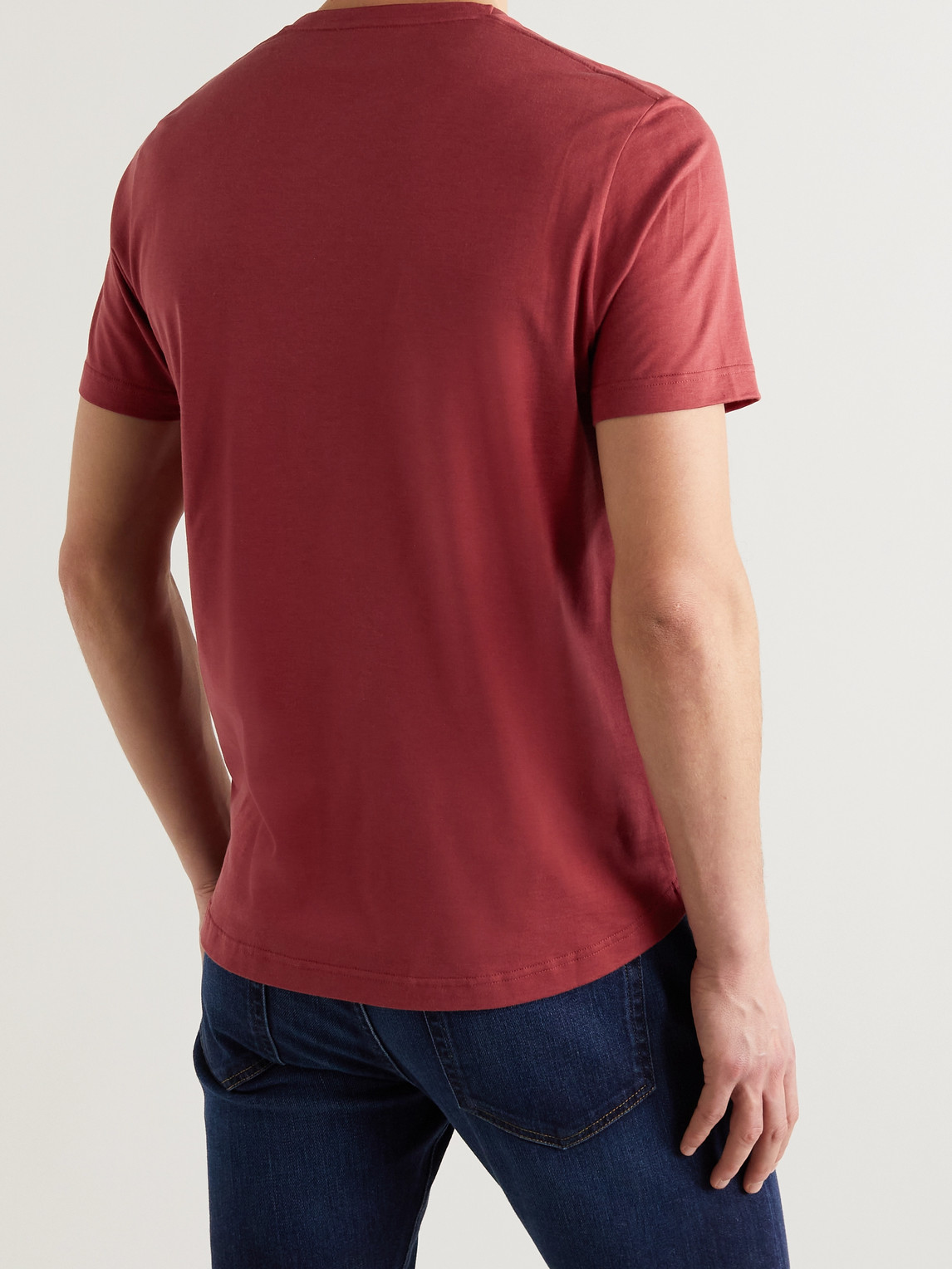 Shop Loro Piana Slim-fit Silk And Cotton-blend Jersey T-shirt In Red