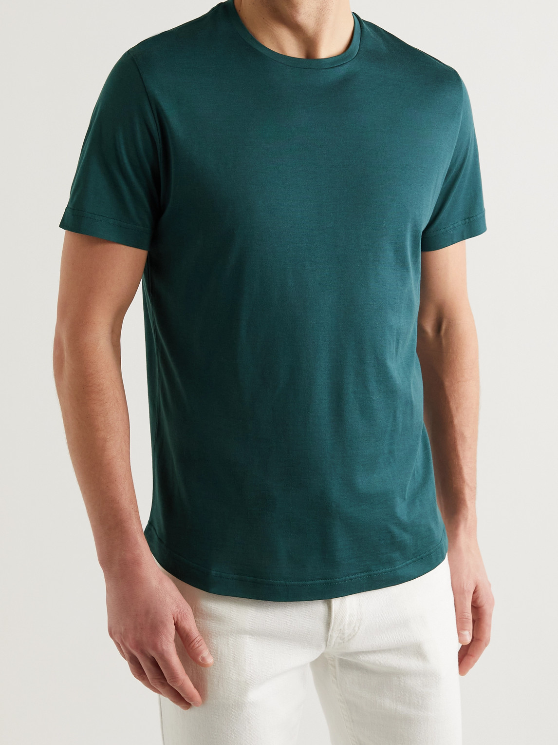 Shop Loro Piana Slim-fit Silk And Cotton-blend Jersey T-shirt In Blue