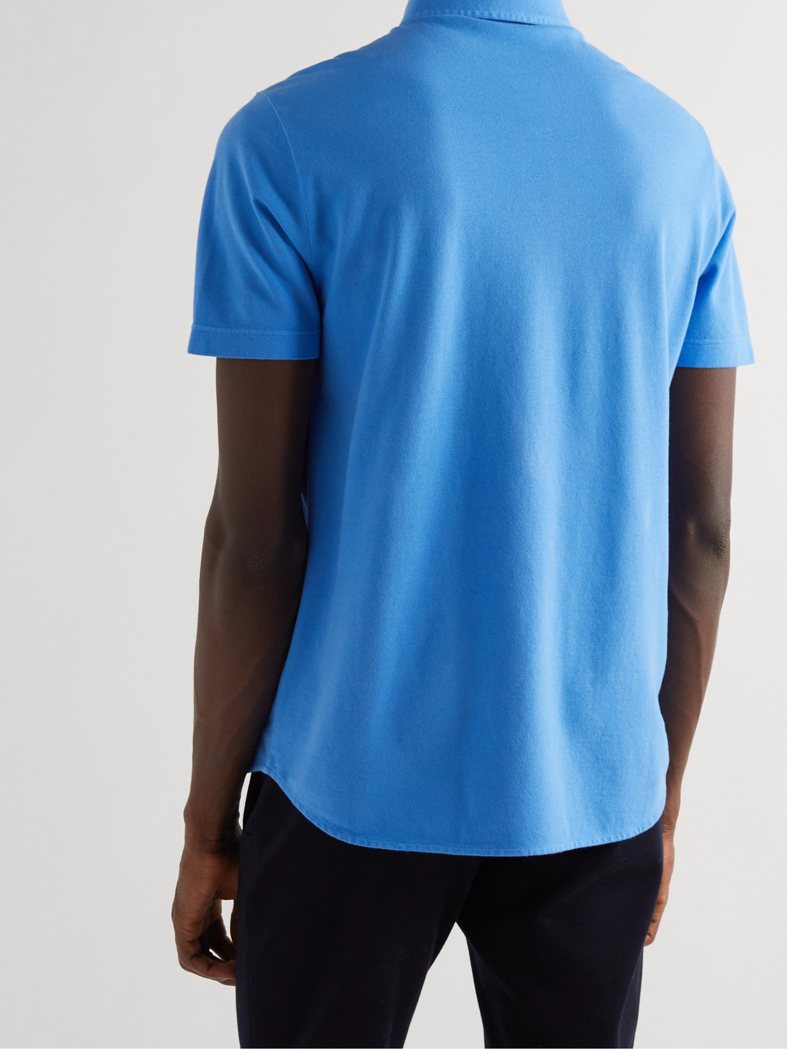 Shop Loro Piana Cotton-piqué Polo Shirt In Blue