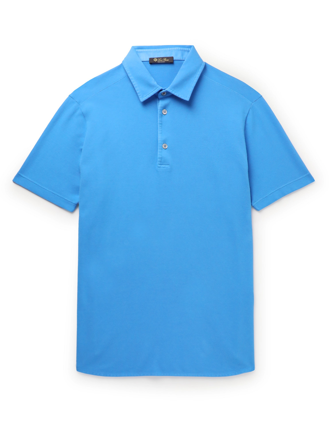 Shop Loro Piana Cotton-piqué Polo Shirt In Blue