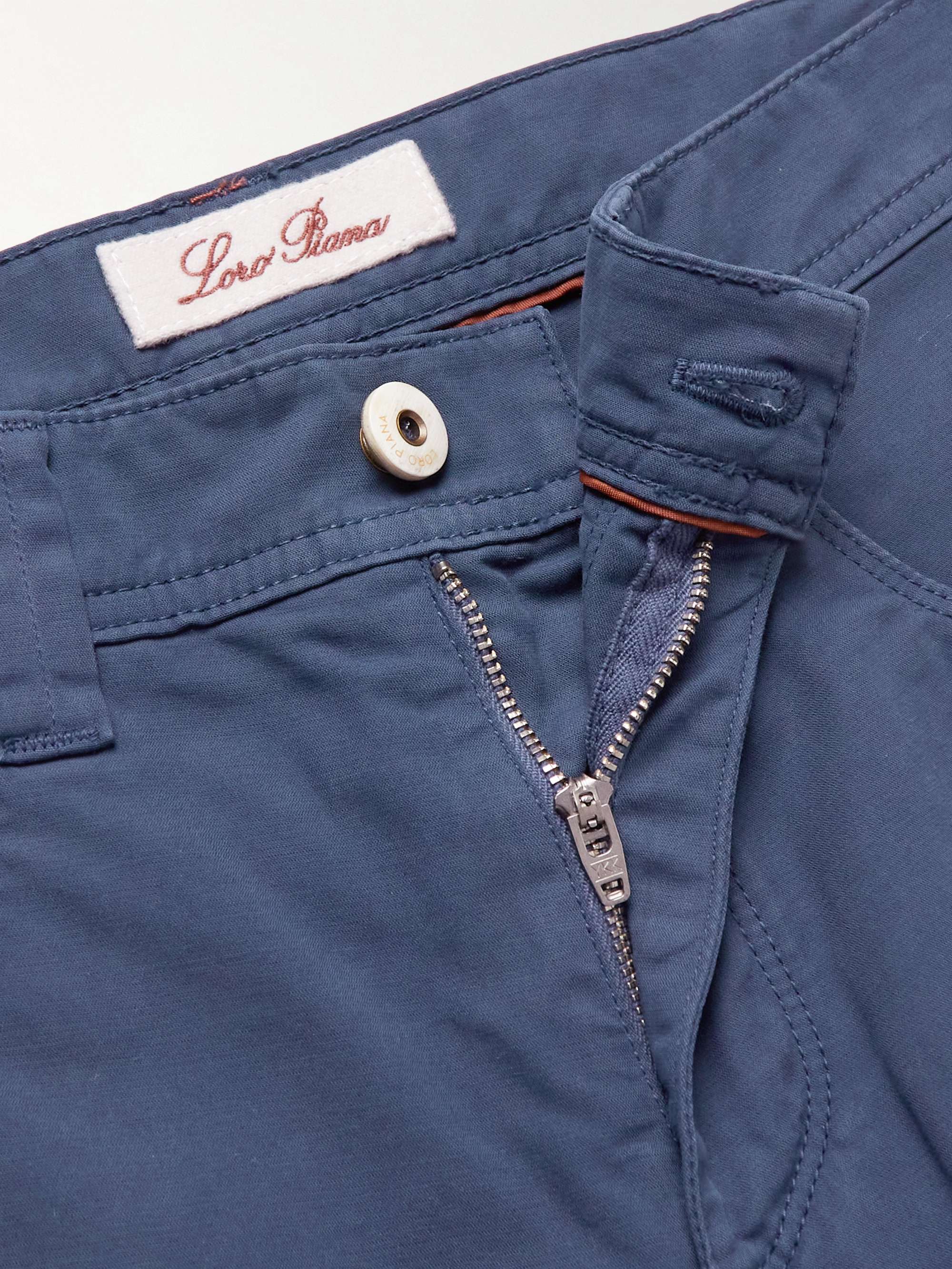 LORO PIANA Slim-Fit Garment-Dyed Cotton-Blend Trousers