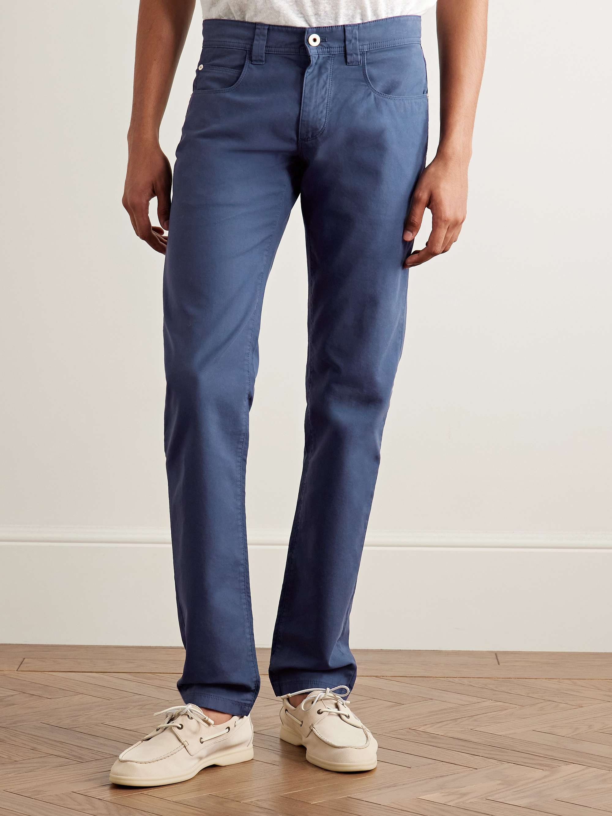 LORO PIANA Slim-Fit Garment-Dyed Cotton-Blend Trousers