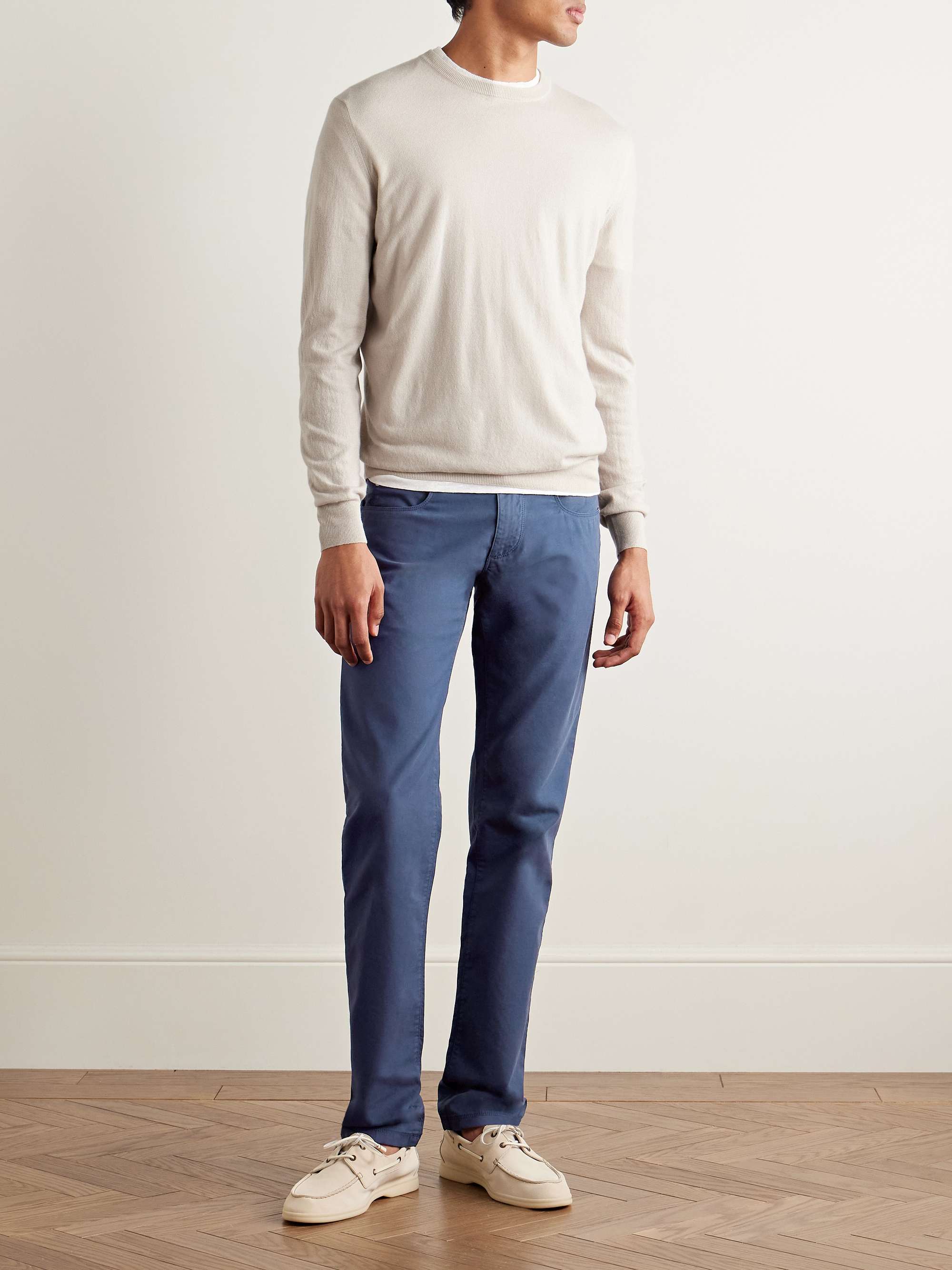 LORO PIANA Slim-Fit Garment-Dyed Cotton-Blend Trousers