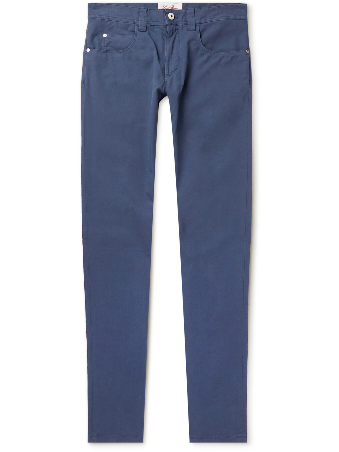 Loro Piana Slim-fit Garment-dyed Cotton-blend Trousers In Blue