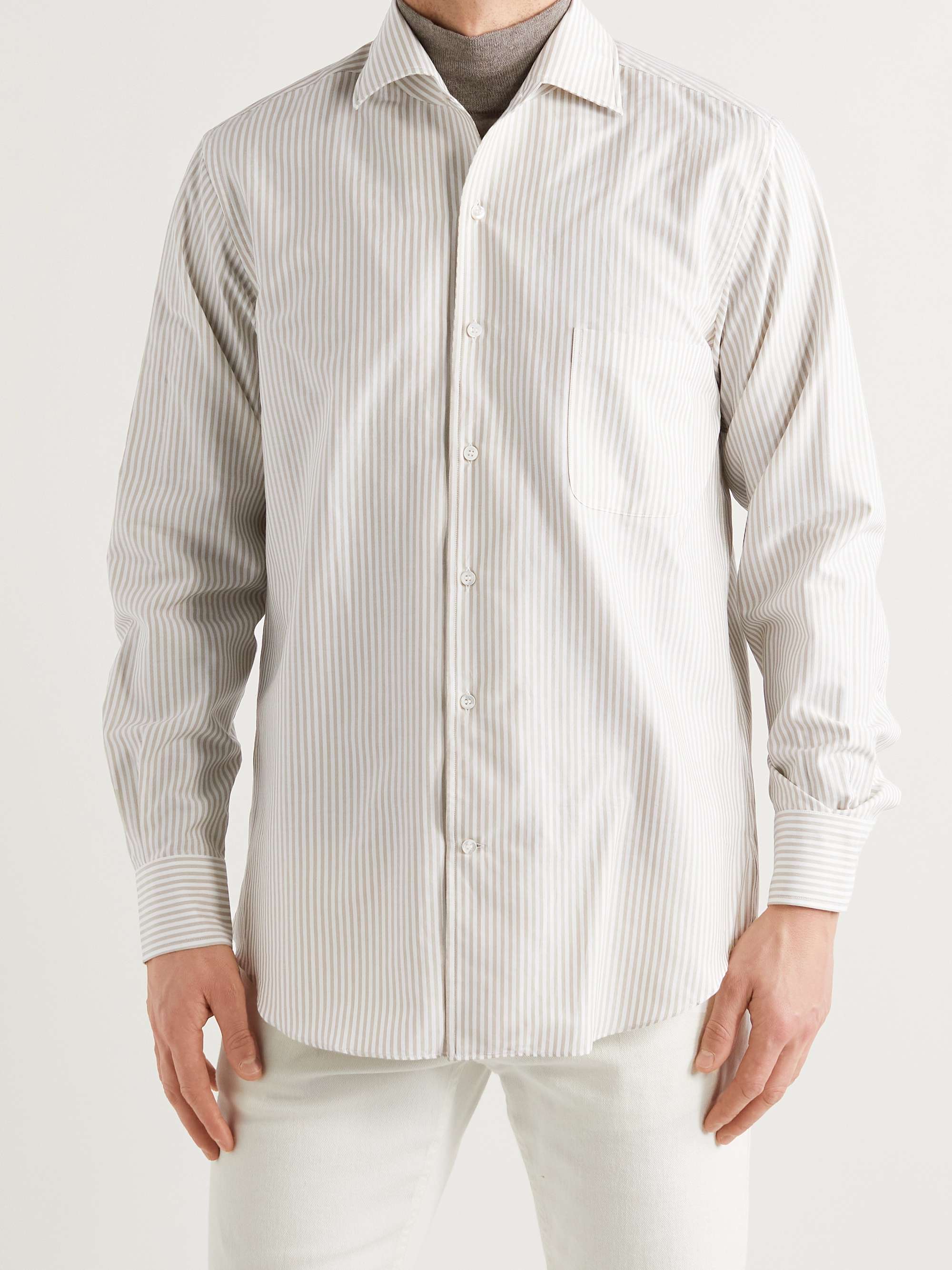 LORO PIANA André Striped Cotton-Poplin Oxford Shirt