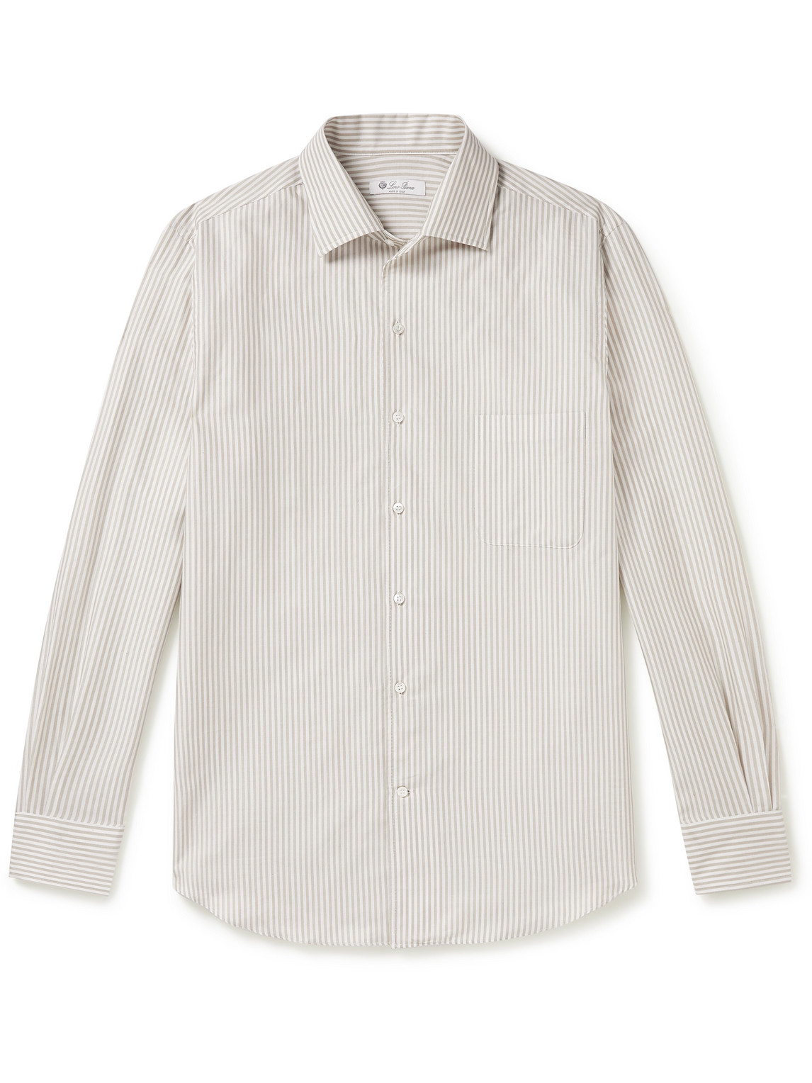 Shop Loro Piana André Striped Cotton-poplin Oxford Shirt In White