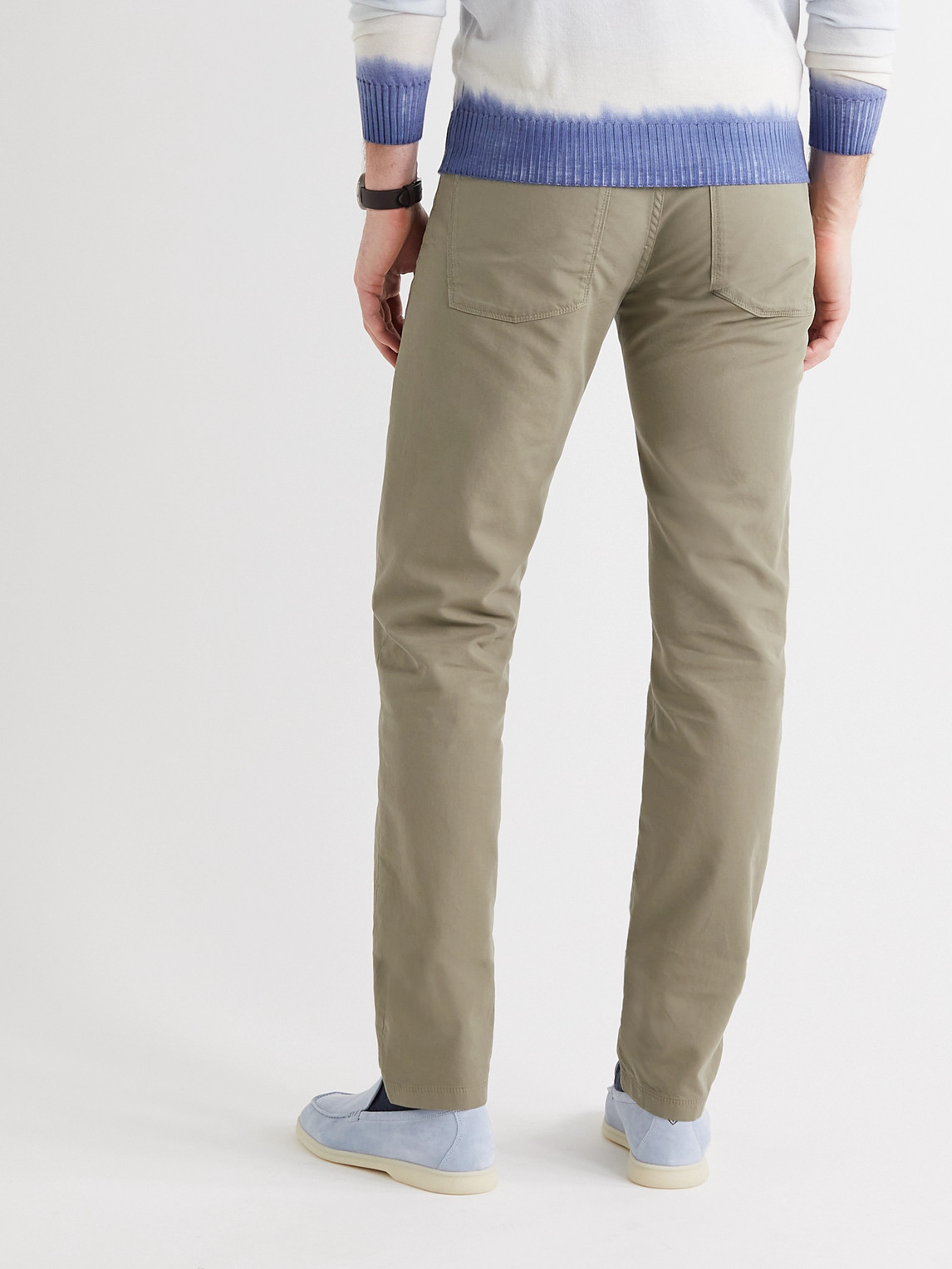 Loro Piana Slim-fit Cotton-blend Trousers In Neutrals