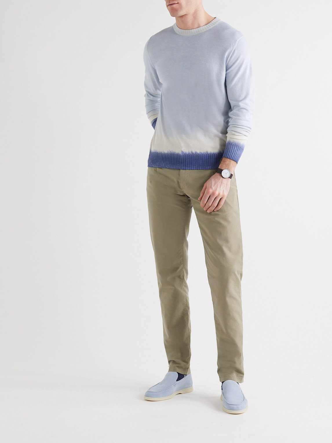 Loro Piana Slim-fit Cotton-blend Trousers In Neutrals