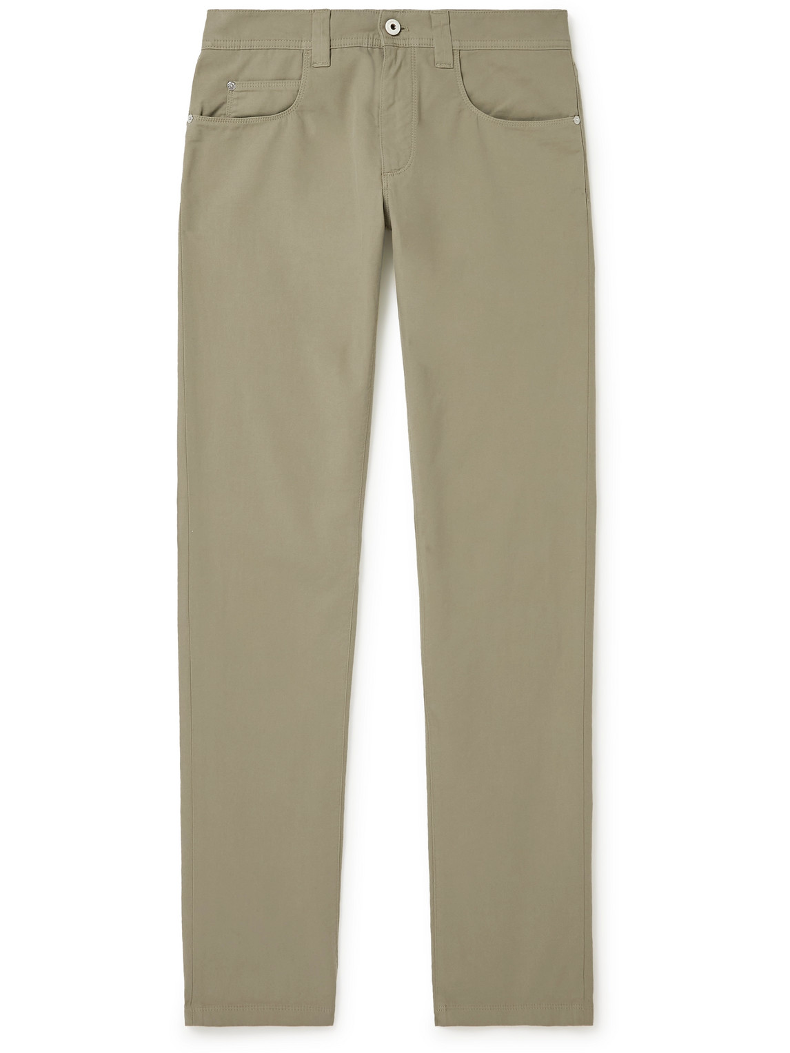 Loro Piana Slim-fit Cotton-blend Trousers In Neutrals