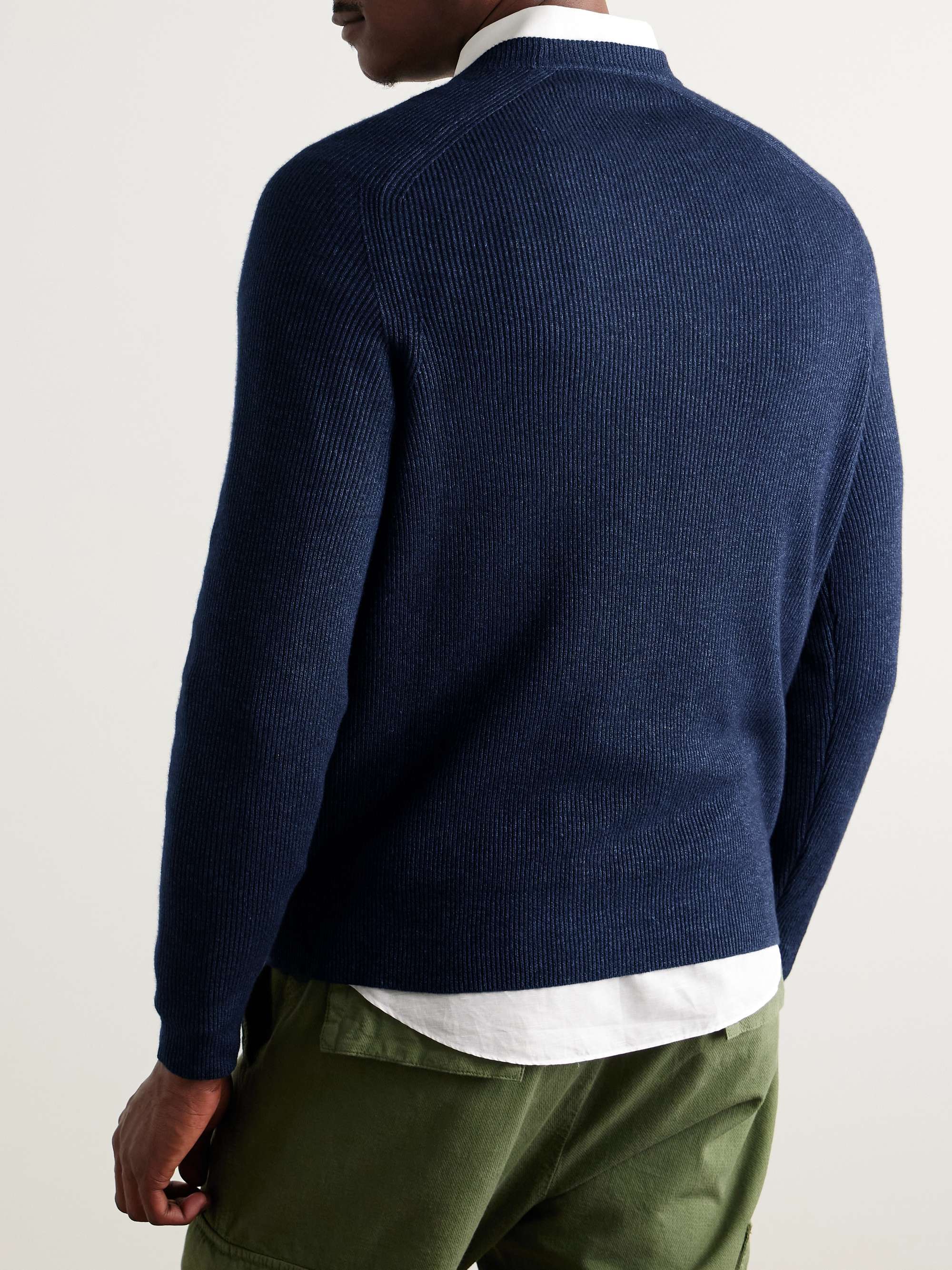 LORO PIANA Ribbed Cashmere, Linen and Silk-Blend Sweater