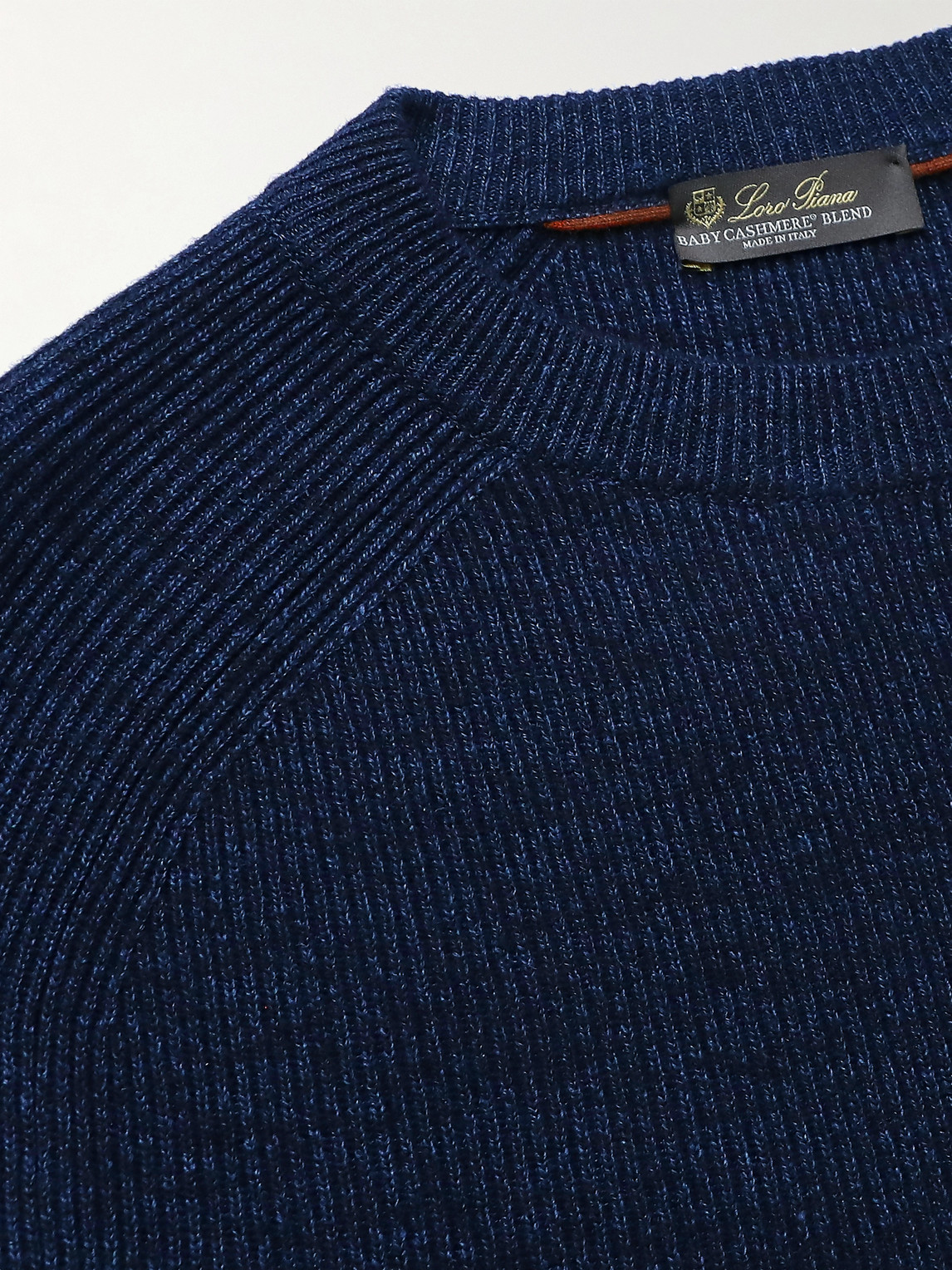 Shop Loro Piana Ribbed Cashmere, Linen And Silk-blend Sweater In Blue