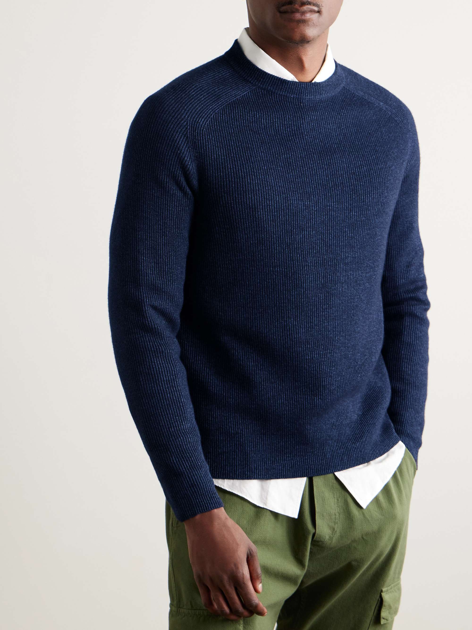 LORO PIANA Ribbed Cashmere, Linen and Silk-Blend Sweater