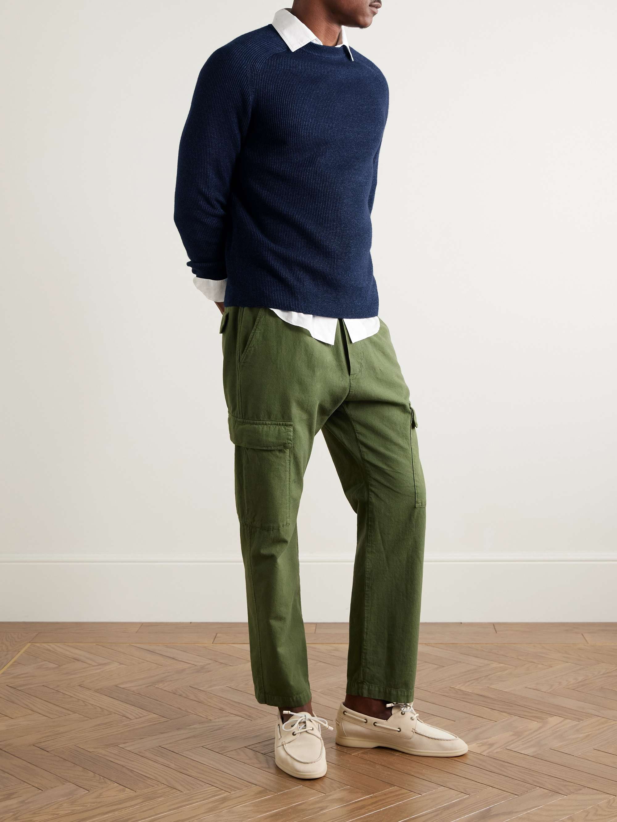 LORO PIANA Ribbed Cashmere, Linen and Silk-Blend Sweater