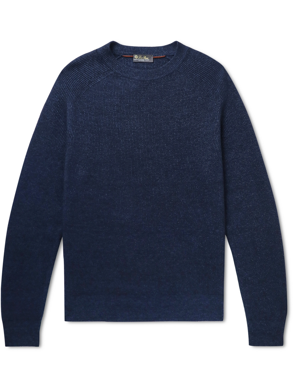 Loro Piana Ribbed Cashmere, Linen And Silk-blend Sweater In Blue