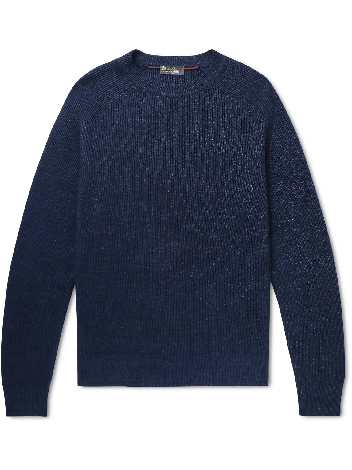 LORO PIANA RIBBED CASHMERE, LINEN AND SILK-BLEND SWEATER