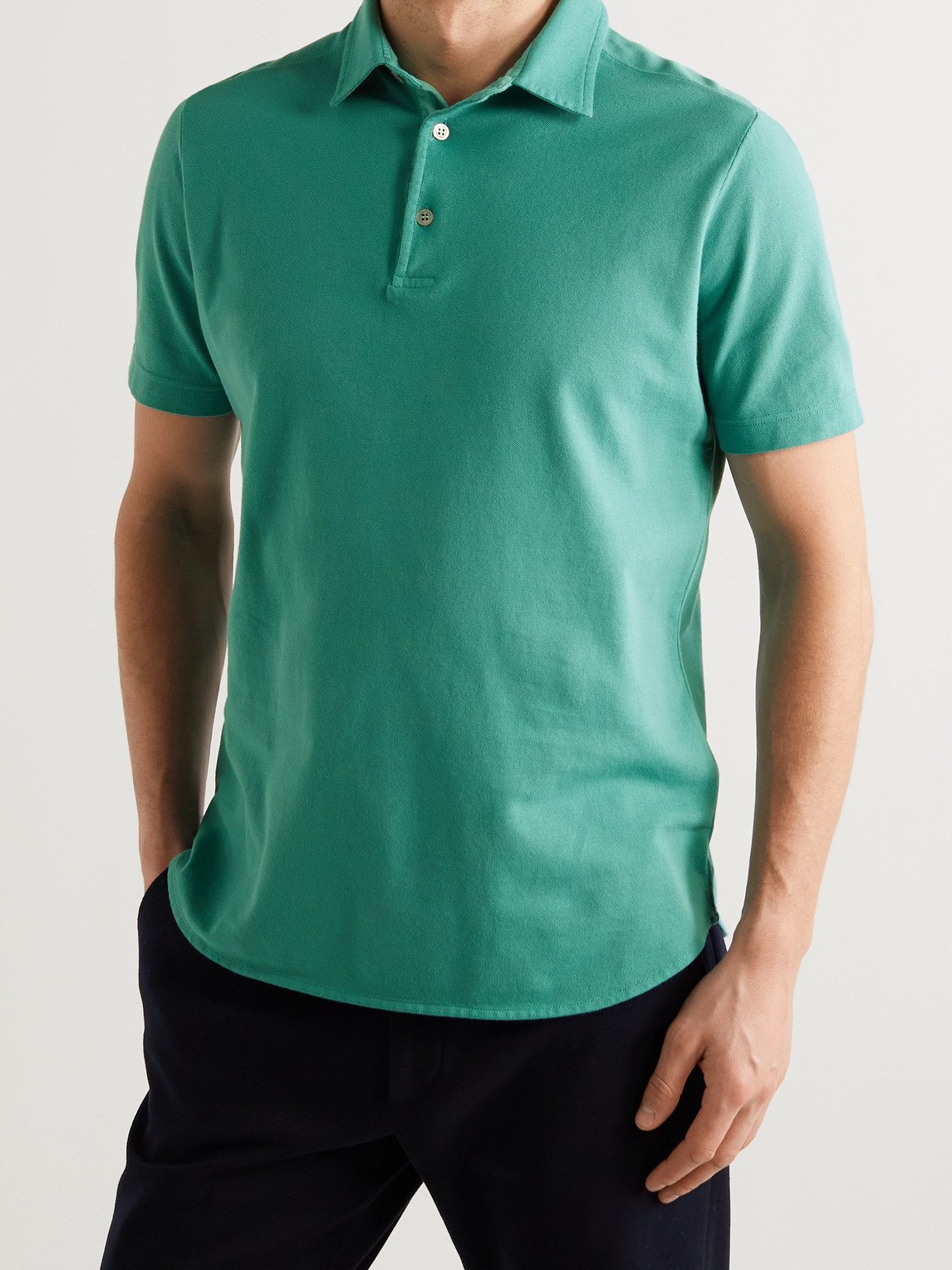 Loro Piana Cotton-piqué Polo Shirt In Blue