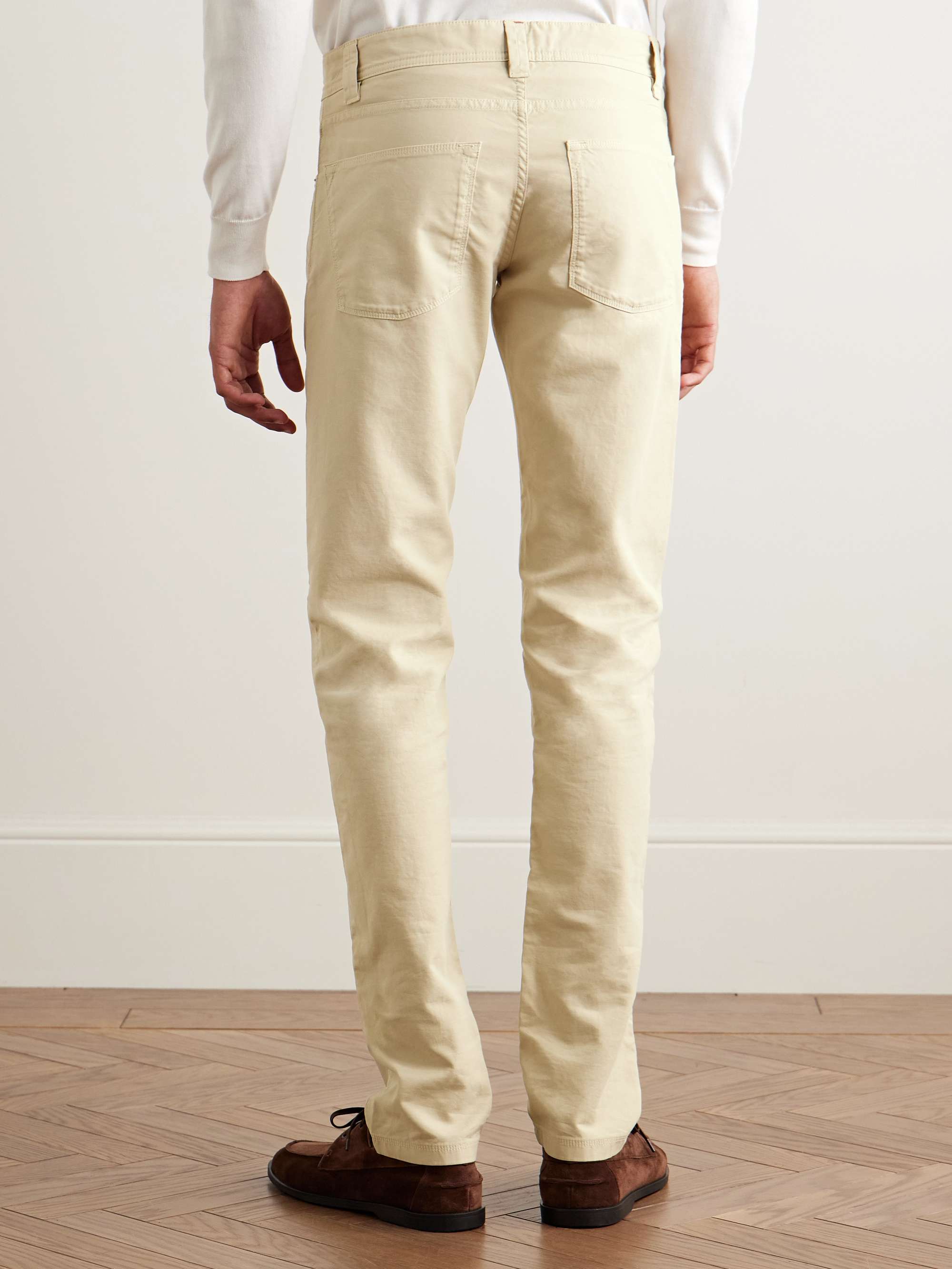LORO PIANA Slim-Fit Garment-Dyed Cotton-Blend Trousers