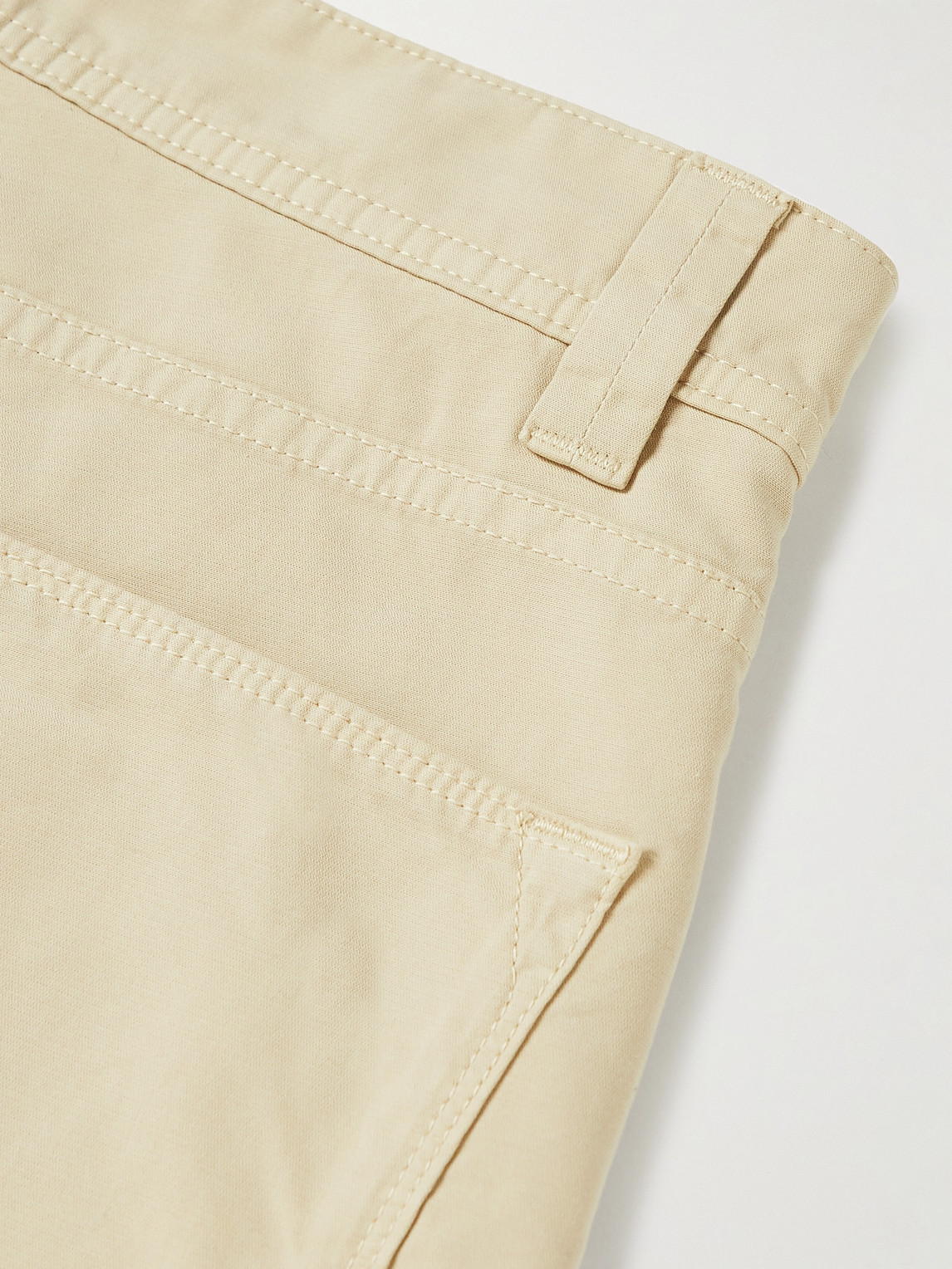 Shop Loro Piana Slim-fit Garment-dyed Cotton-blend Trousers In Neutrals