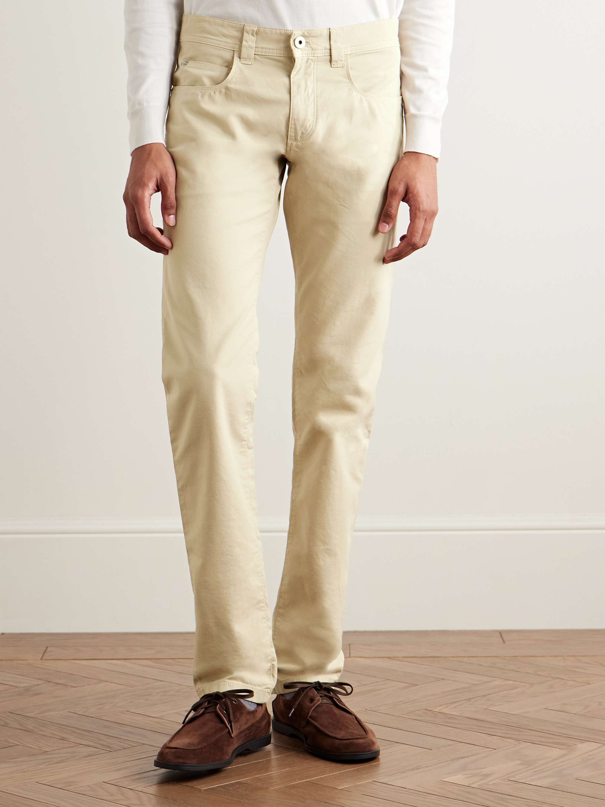 LORO PIANA Slim-Fit Garment-Dyed Cotton-Blend Trousers