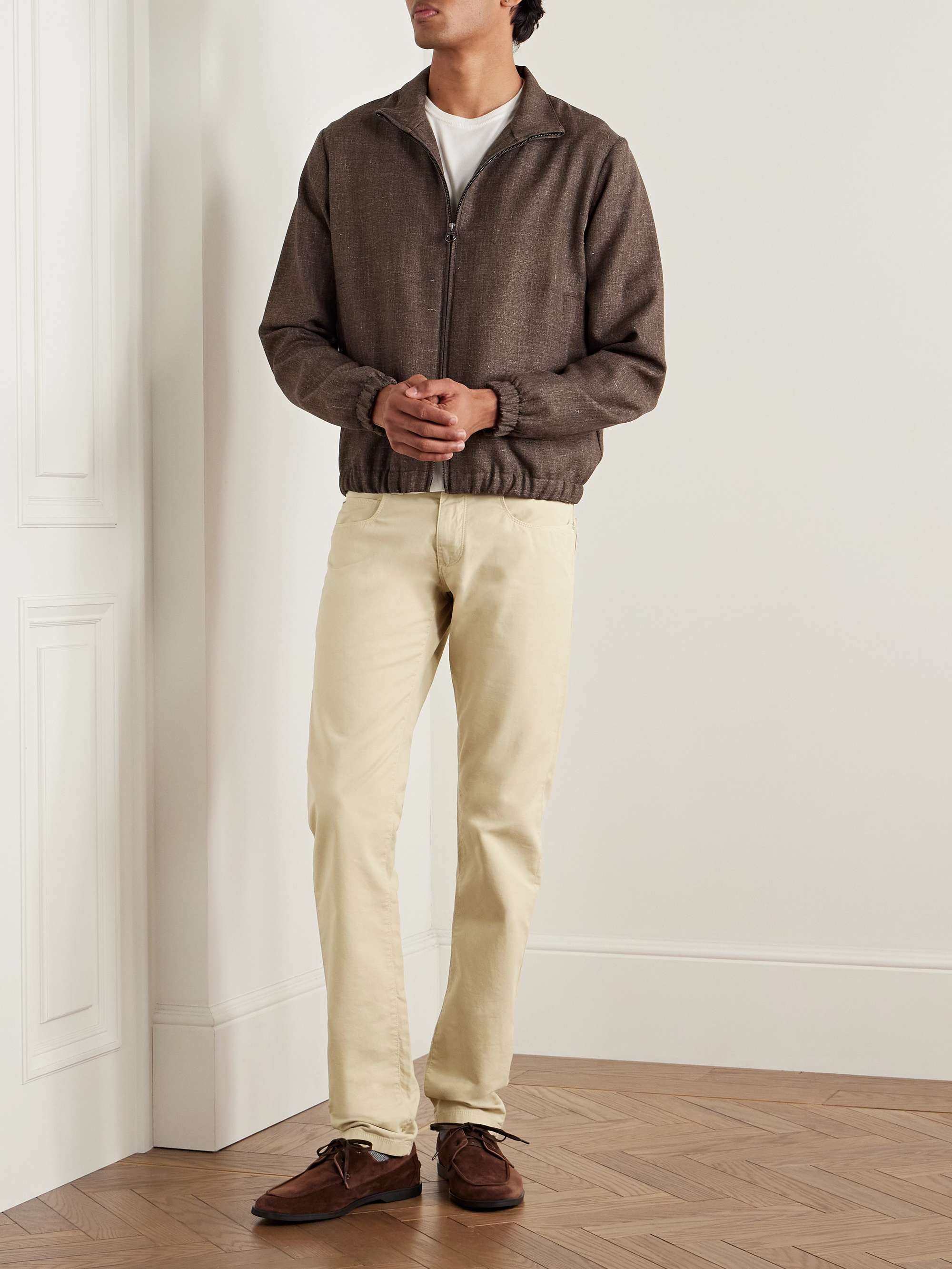 LORO PIANA Slim-Fit Garment-Dyed Cotton-Blend Trousers