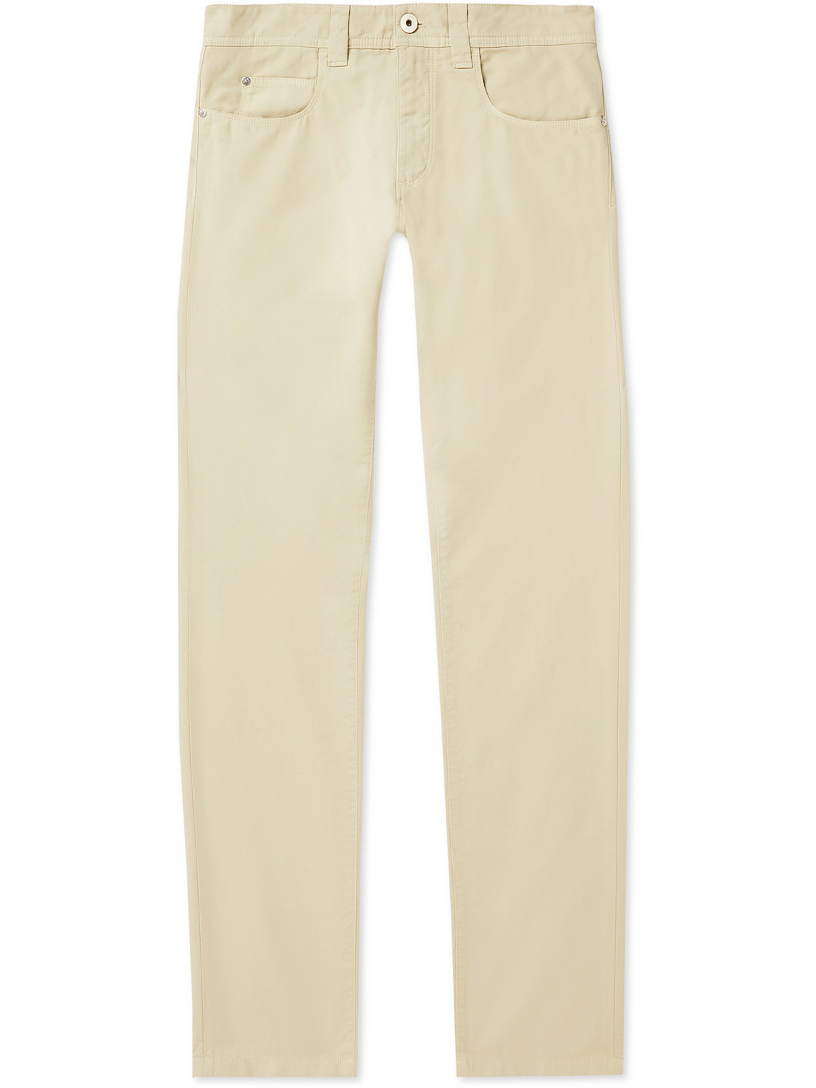 Loro Piana Slim-fit Garment-dyed Cotton-blend Trousers In Colombia