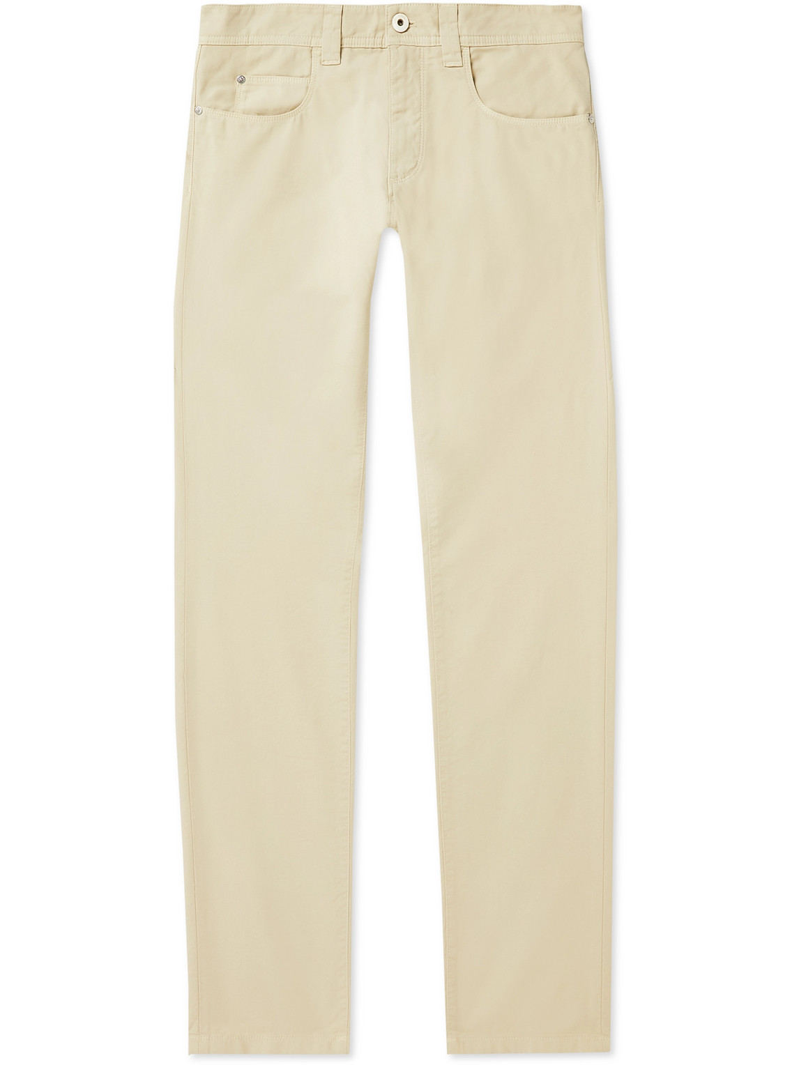 Loro Piana - Slim-Fit Garment-Dyed Cotton-Blend Trousers - Men - Neutrals - UK/US 40