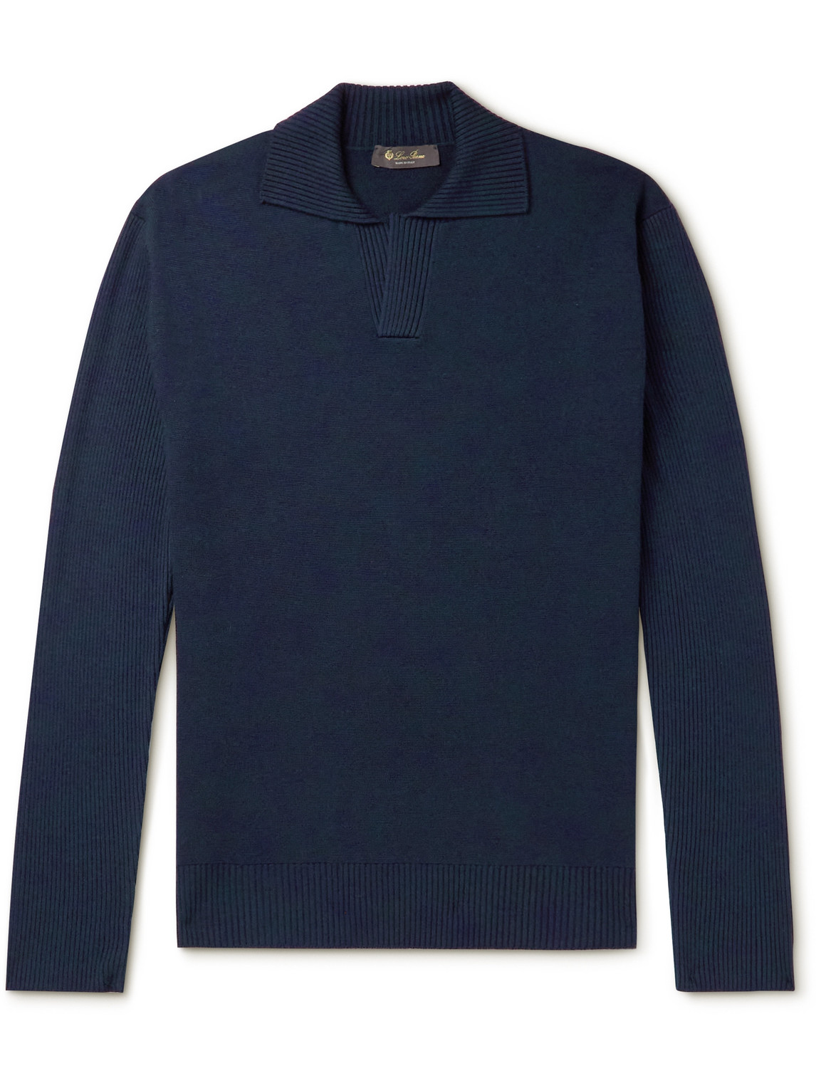 Loro Piana Cashmere And Silk-blend Polo Shirt In Blue